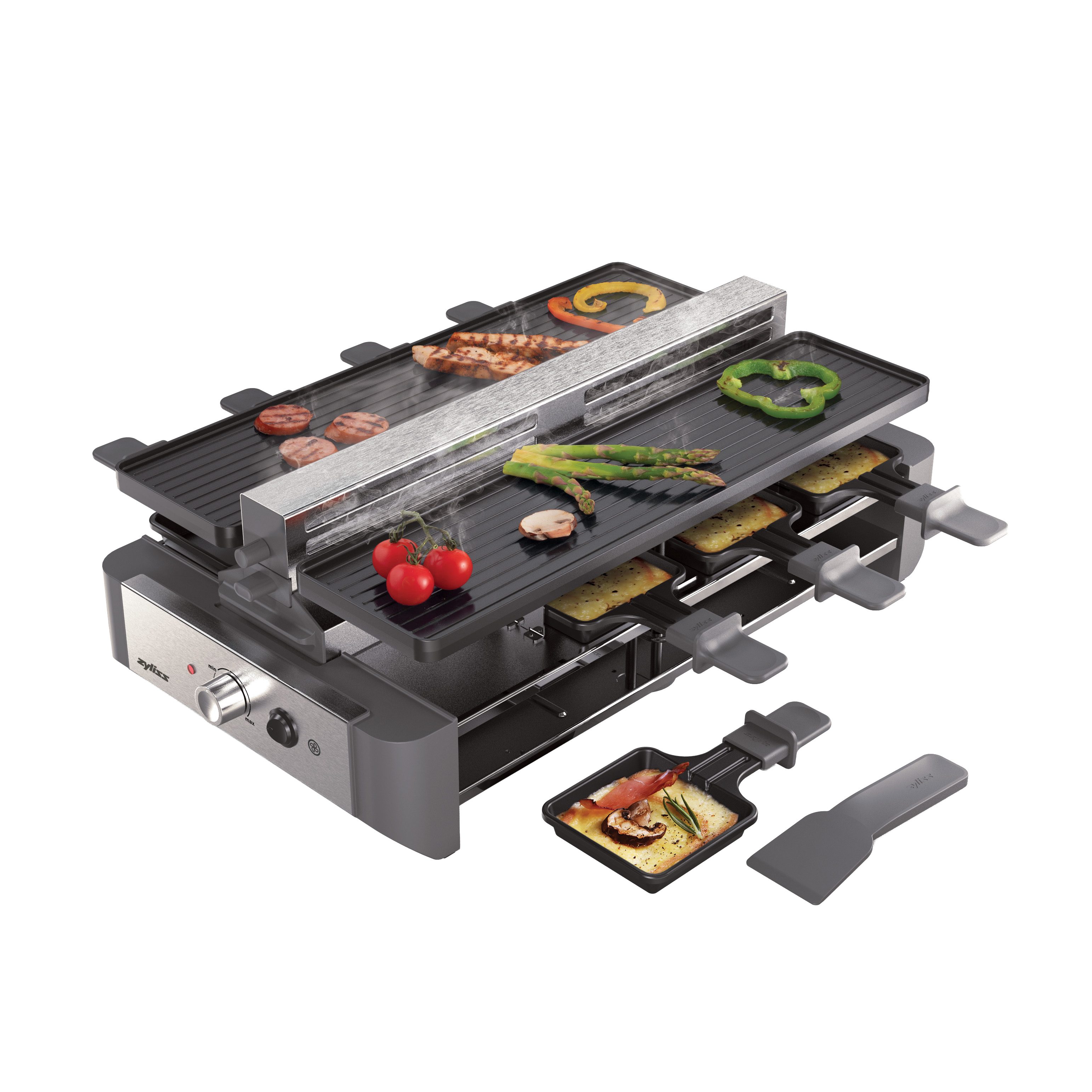 zyliss Raclette Venti, 8 Raclettepfännchen, 1500 W, mit integriertem Rauchabzug