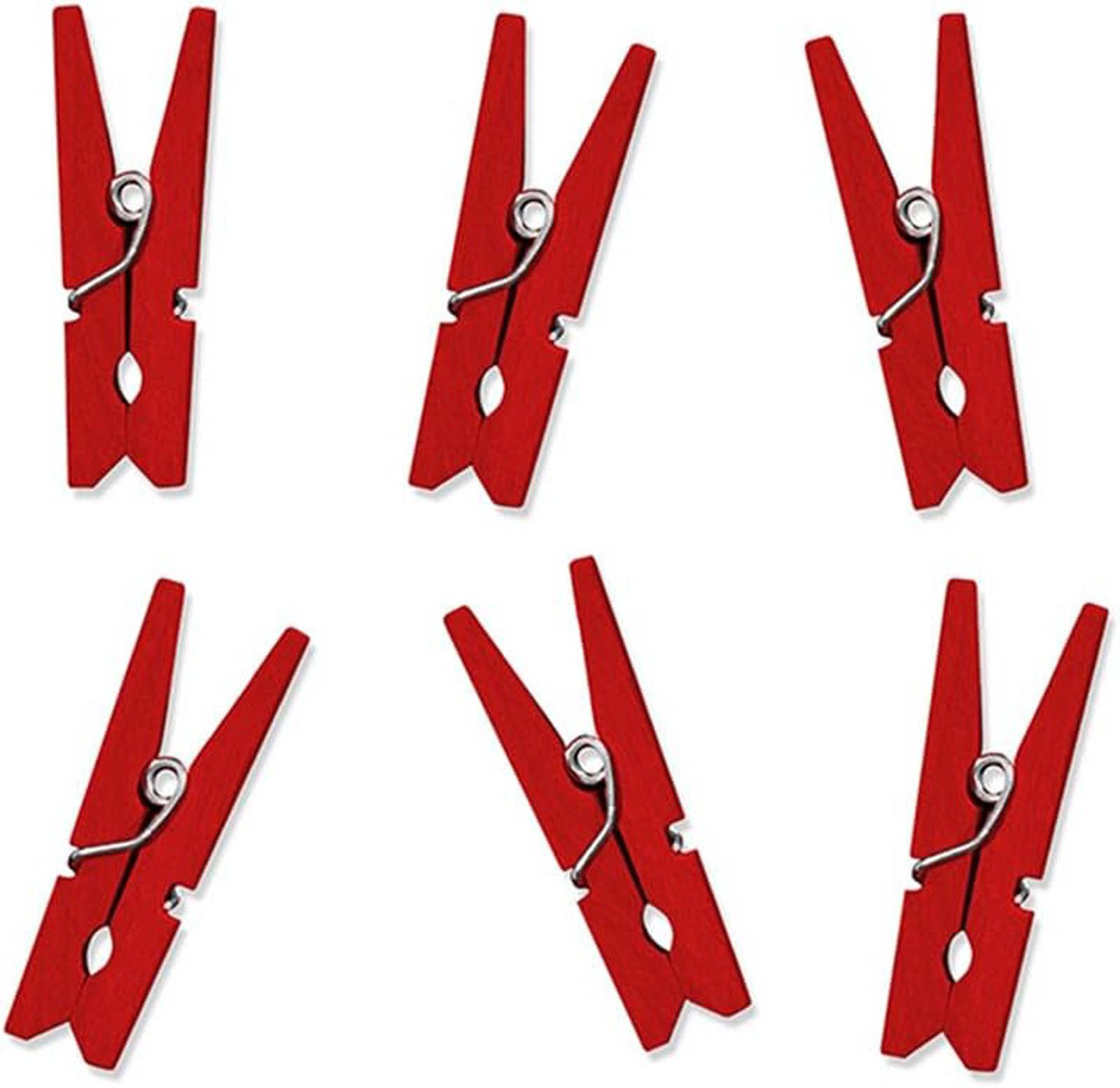 partydeco Dekoklammer PartyDeco Miniklammern aus Holz Holzklammern Rot 10 Stück