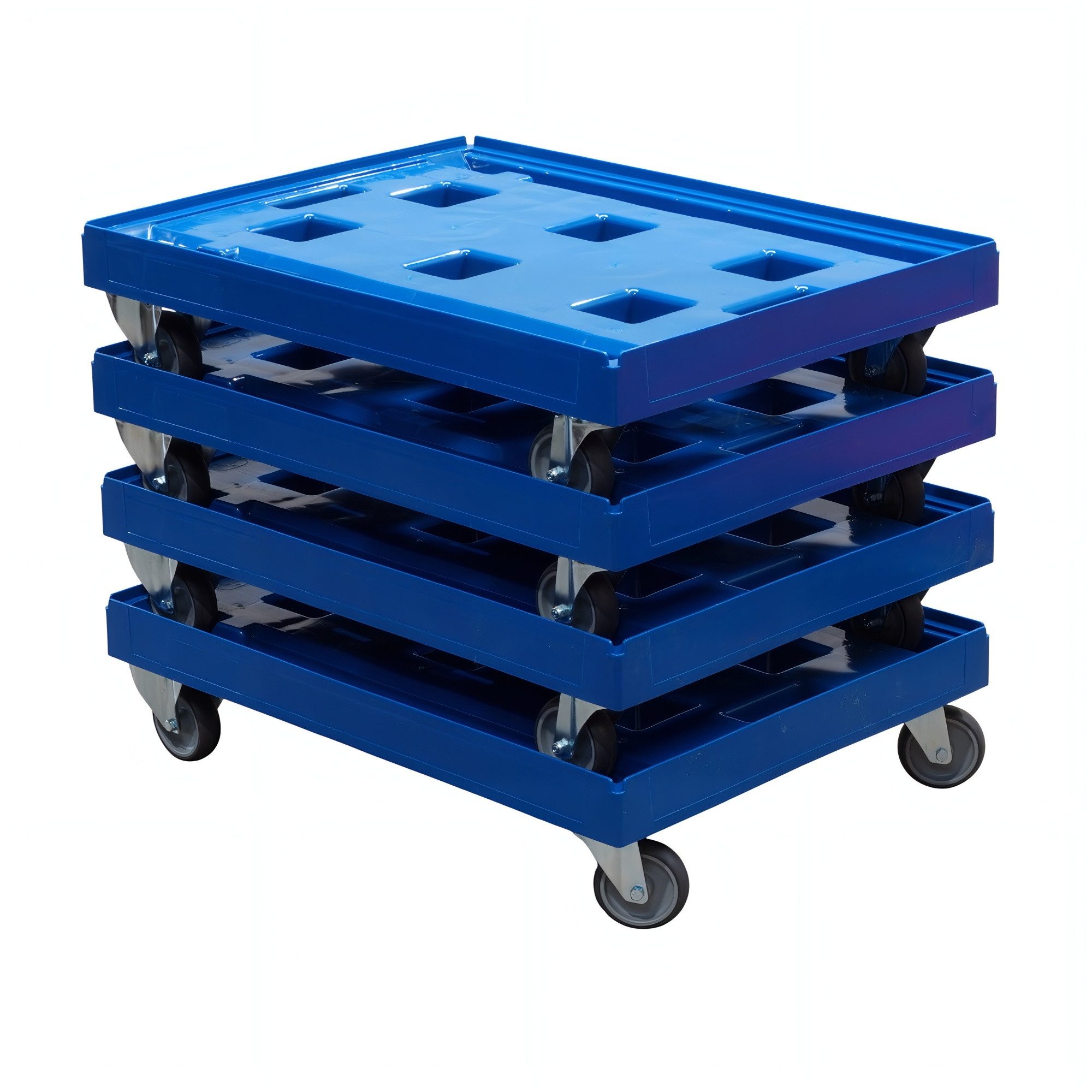 Logiplast Transportroller 4 Stück Transportroller für Kisten 80 x 60 cm - 400 kg Traglast in Bla