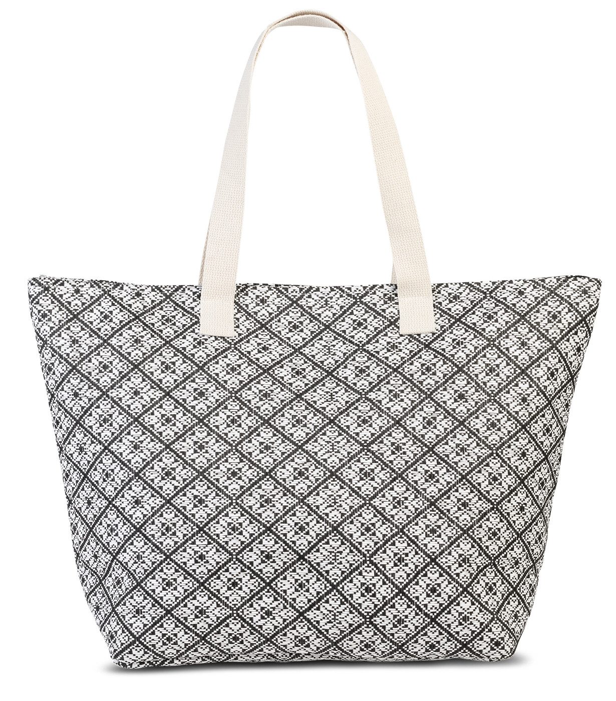 fabrizio® Strandtasche Strandtasche aus Paperbast schwarz/weiß