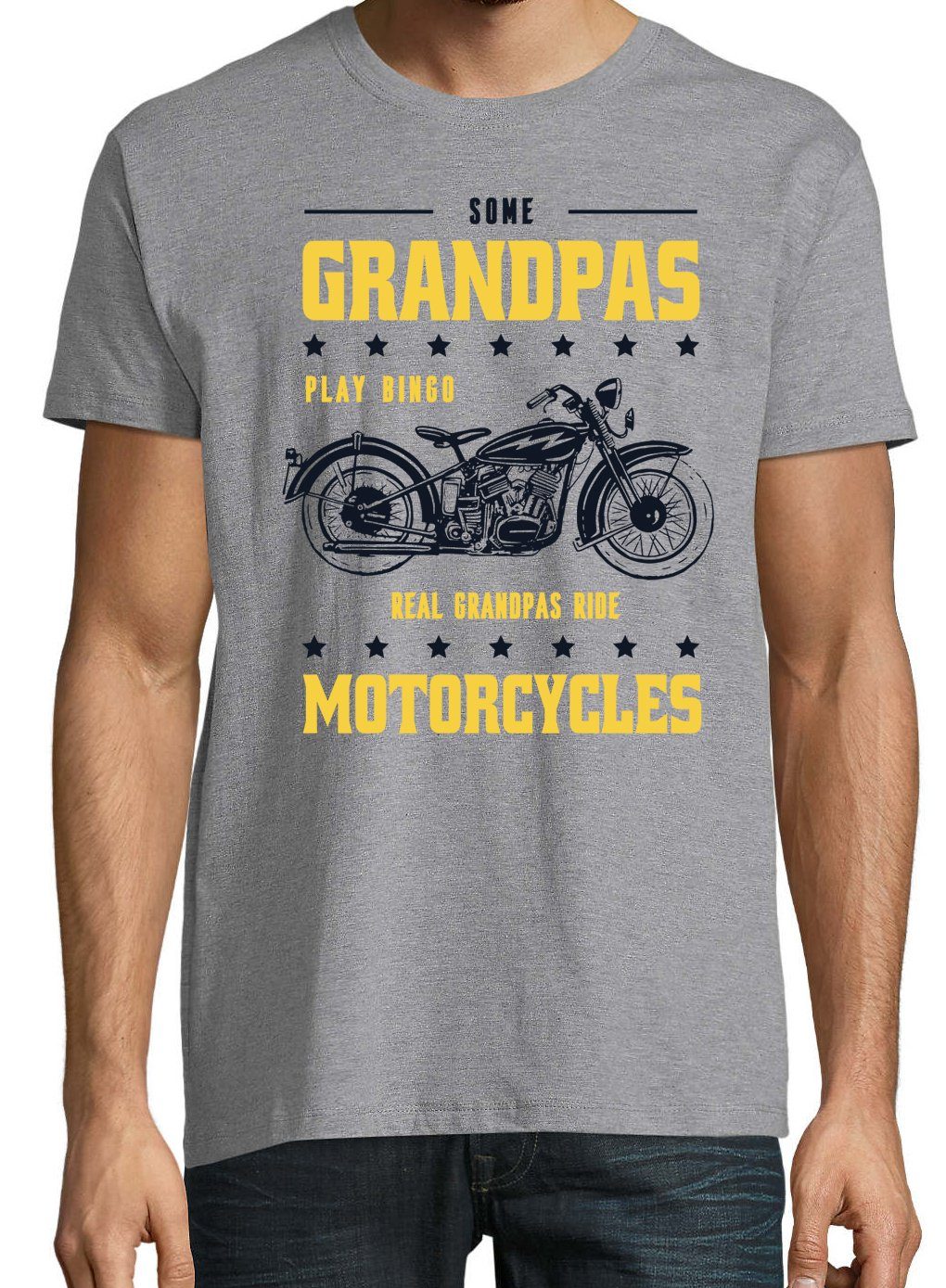 Youth Designz T-Shirt "Real Grandpas Herren Shirt Motorcycles" Grau Ride mit trendigem Frontprint