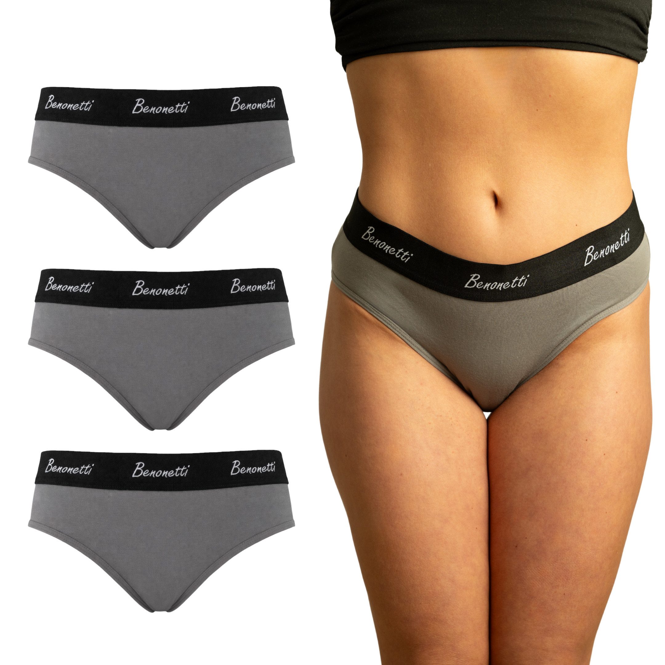 Benonetti Slip Damen Slip, weich, atmungsaktiv & formstabil (3er Set, 3er-P günstig online kaufen