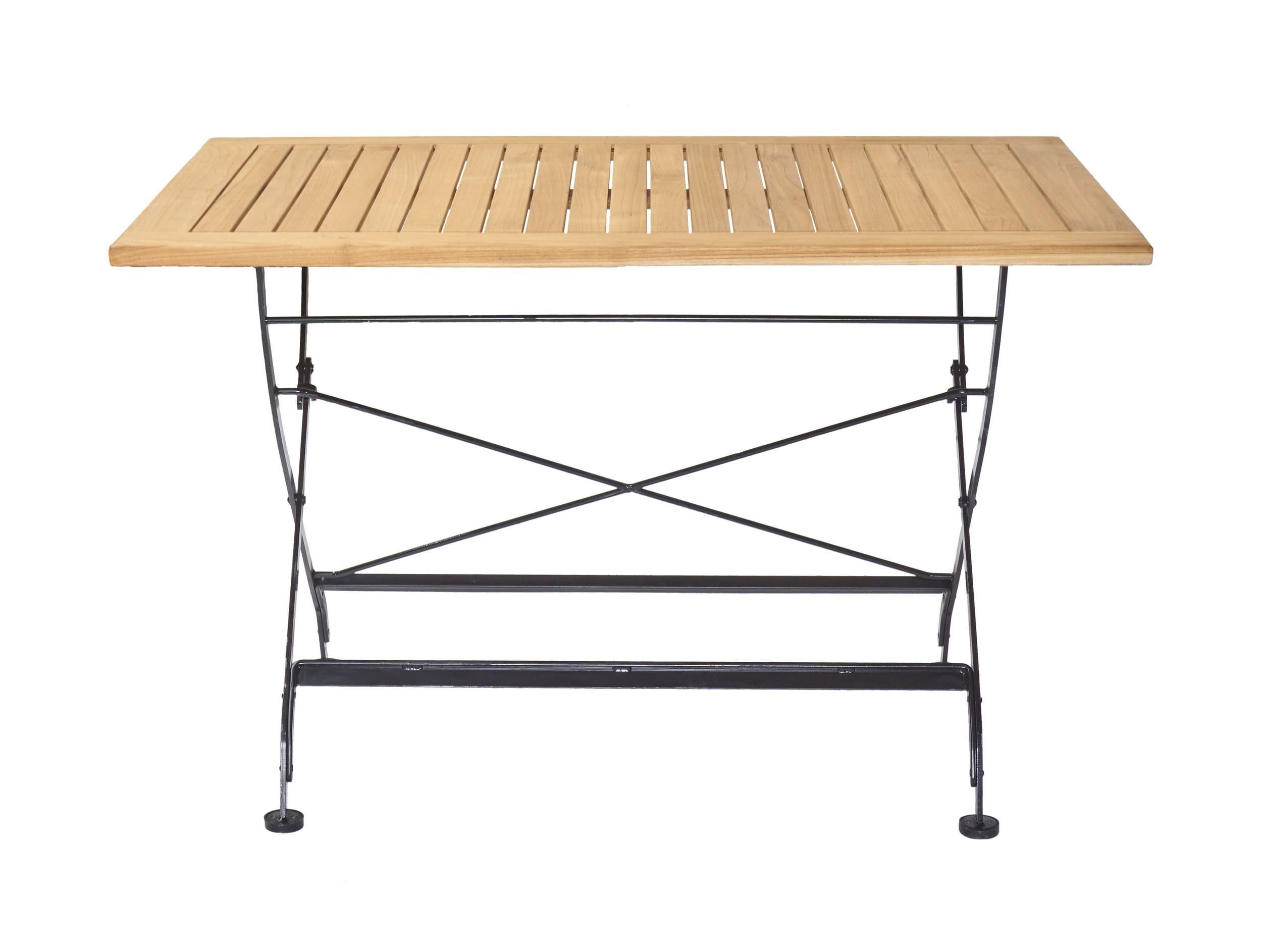 LC Garden Gartentisch Wimbledon Esstisch 120x80cm Teakholz schwarz klappbar Biergartentisch (Spar-set, 1 Tisch), Breite 120, klappbar, platzsparend, Teakholz-Tischplatte