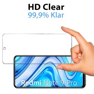 CoolGadget Schutzfolie Panzerfolie für Redmi Note 9 Pro, (Spar-Set 4in1, 2x Displayschutz, 2x Kameraschutz), Panzerglas Schutzfolie für Xiaomi Redmi Note 9 Pro Folie