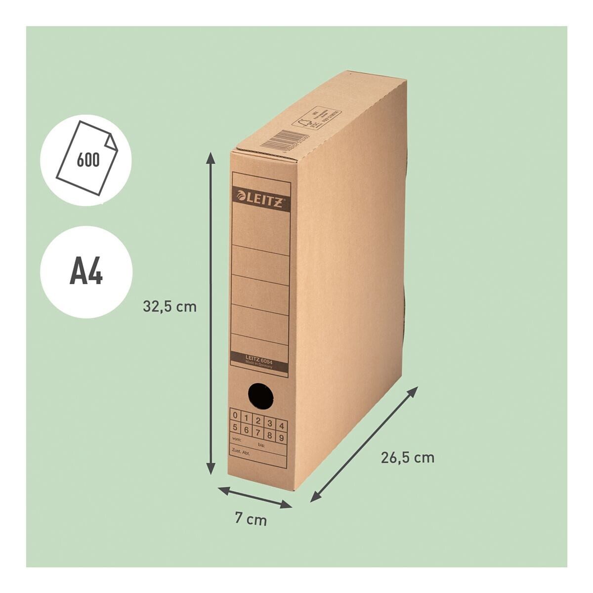 LEITZ Archivcontainer 6084 (10 St), Archivschachtel extra stark