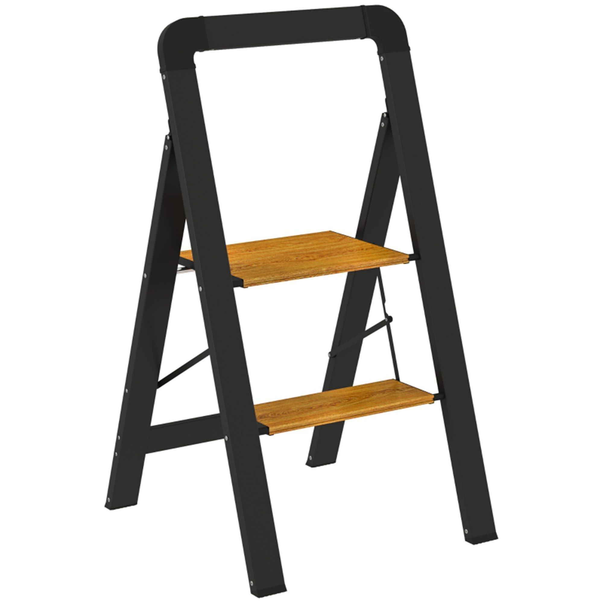 Trittleiter Klapptritt mit 2 Stufen Stehleiter mit Griff, rutschfeste Plattform