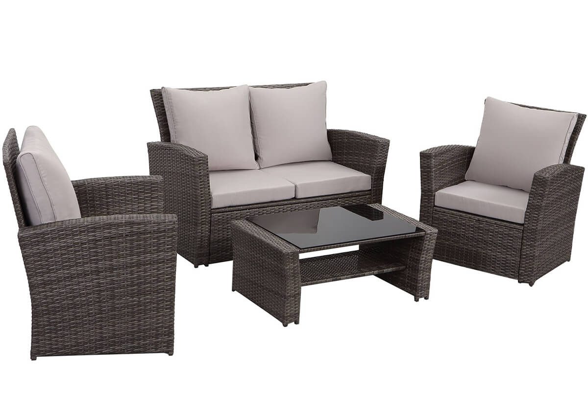 MeXo Gartenlounge-Set Polyrattan Gartenmöbel Set für 4 Personen, wetterfest günstig online kaufen