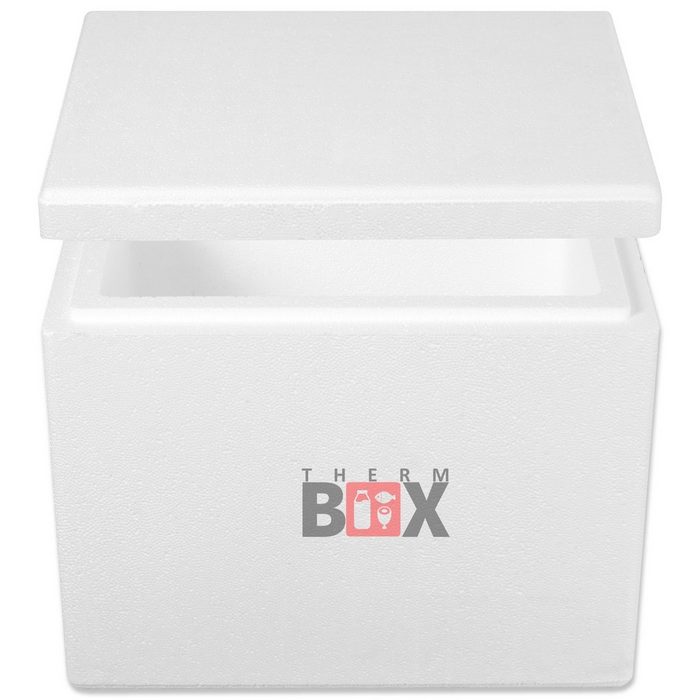THERM-BOX Thermobehälter Styroporbox 27W Styropor-Verdichtet (0-tlg. Box mit Deckel im Karton) Innen: 37x26x29cm Wand:4 0cm Volumen: 27 9 Liter Isolierbox Thermobox Kühlbox Warmhaltebox Wiederverwendbar