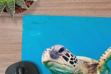 MuchoWow Gaming Mauspad Meeresschildkrötenschwimmen auf Hawaii (1-St), Mousepad mit Rutschfester Unterseite, Gaming, 40x40 cm, XXL, Großes