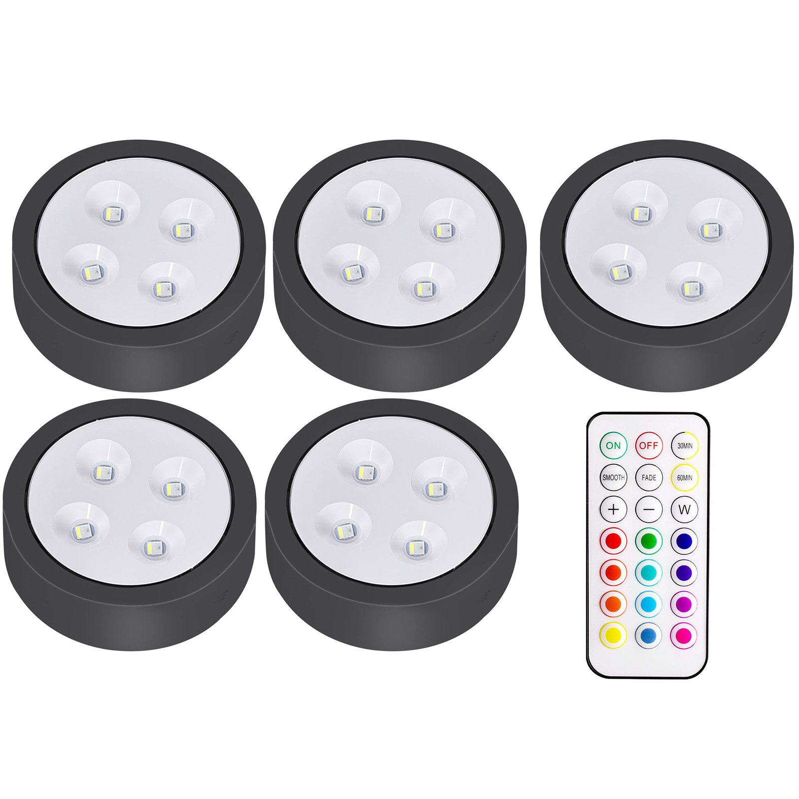 Jibenhome LED Unterbauleuchte RGB LED Unterschrankleucht Kabellose, Kleiderschranklitch Fernbedienung, Batteriebetrieben Unterbauleuchte, 13Farben & 2Modi, 4 Helligkeit