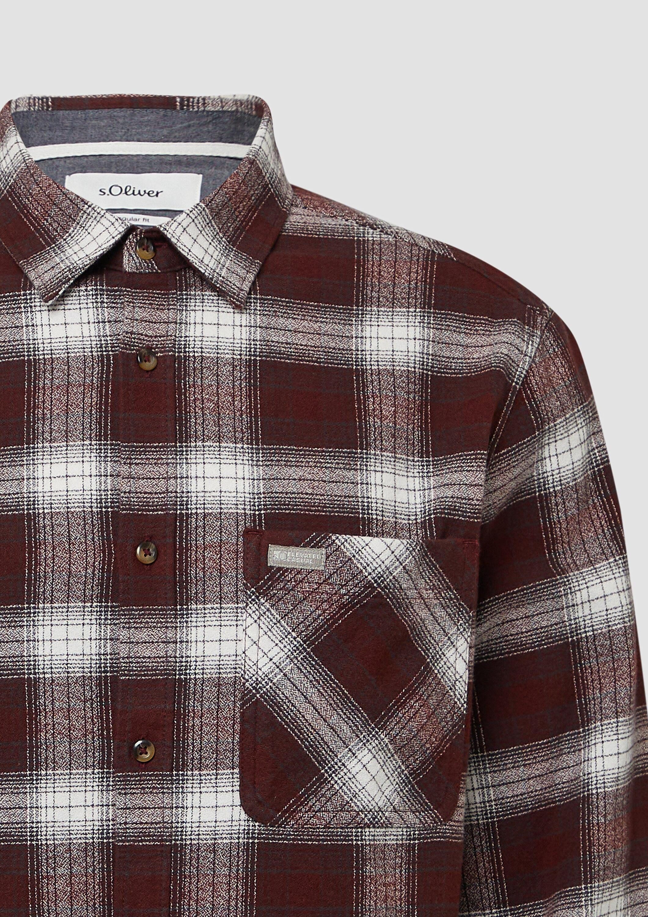 s.Oliver Langarmhemd Hemd Regular Fit: Kariertes Hemd aus Flanell