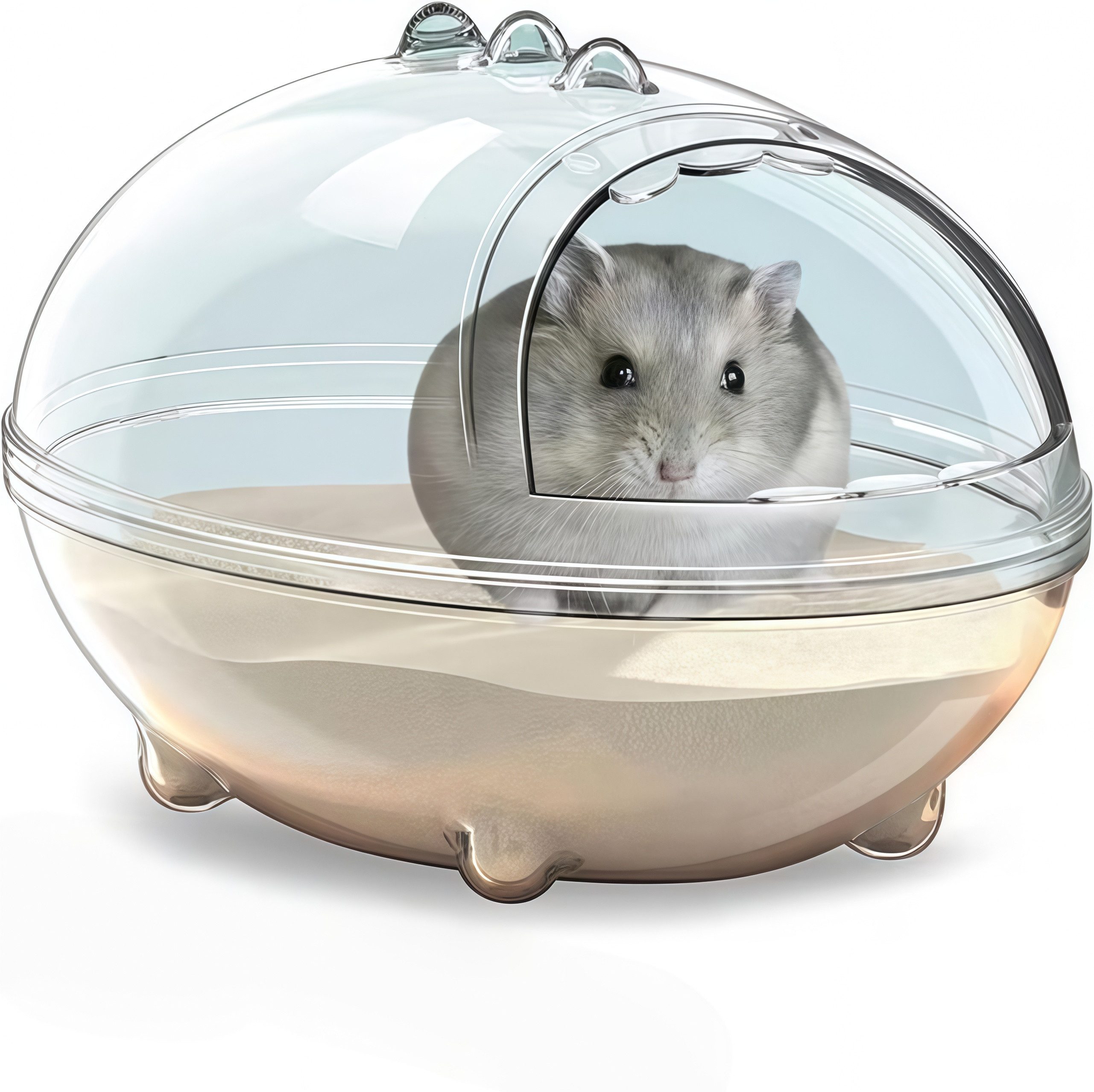 FOUORTUNATE-BEE Kleintierkäfig Transparentes Hamsterbad – Kleines Badehaus für Kleintiere, Transparente Hamstertoilette mit Käfigdesign für Kleintiere