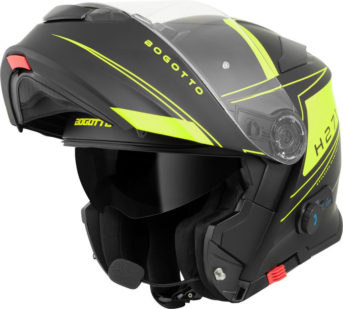 Bogotto Motorradhelm H271 Taog Bluetooth Klapphelm, Bluetooth Visier
