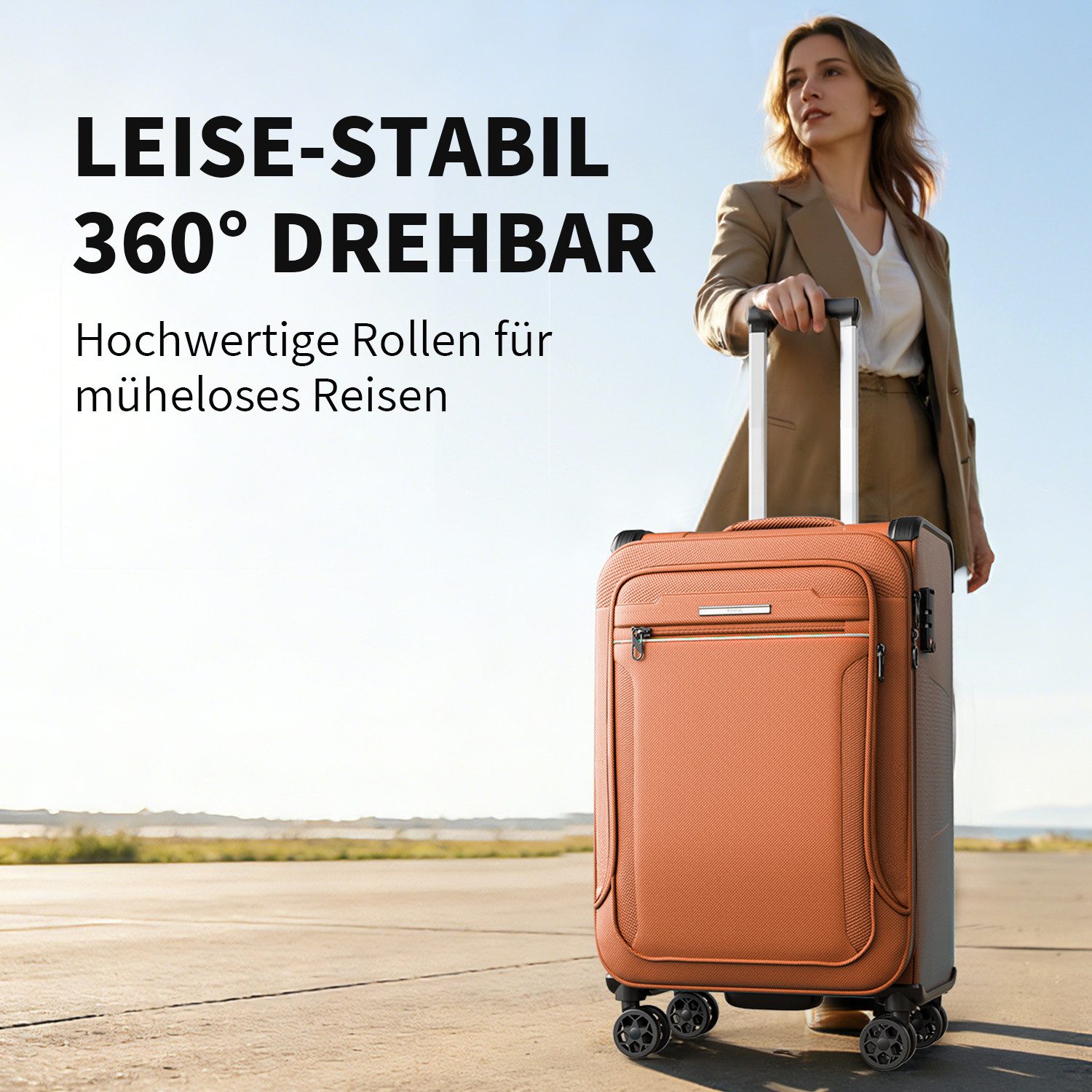 Verage Weichgepäck-Trolley Toledo Weichschalenkoffer Reisekoffer, 4 Rollen, TSA-Schloss, erweiterbar Stoffkoffer Volumenerweiterung S/M/L/Sets – Bild 5 von 5