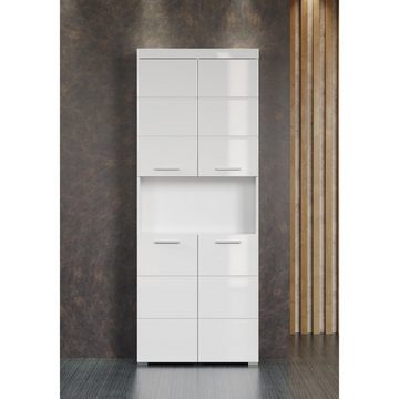 trendteam Hochschrank Hochschrank Badschrank Multifunktionsschrank Weiß 73x190x31cm