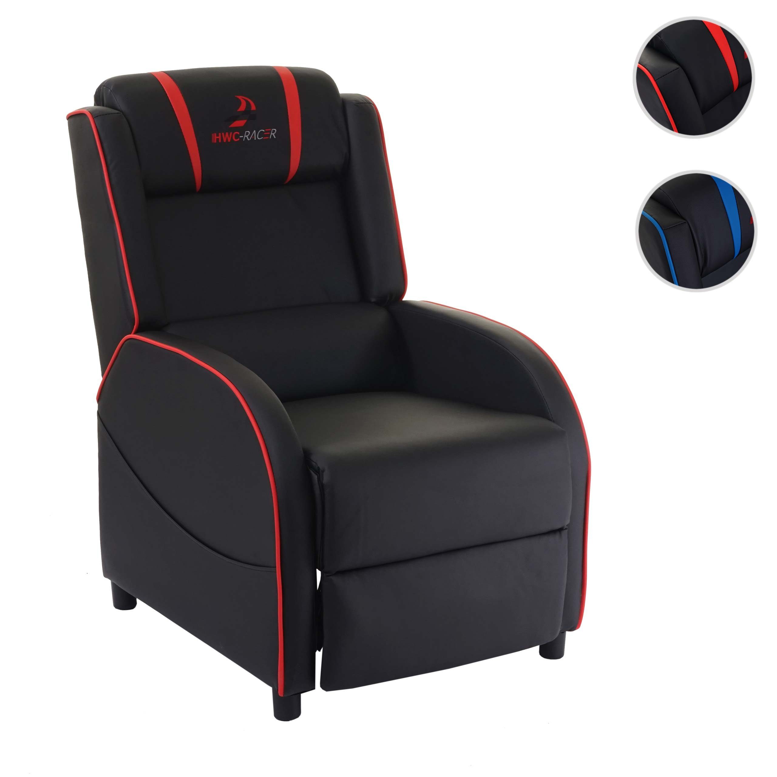 MCW Relaxsessel Taschen MCW-D68, Synchrone Verstellung, Liegeposition Sitz- schwarz-rot inkl. möglich, oder