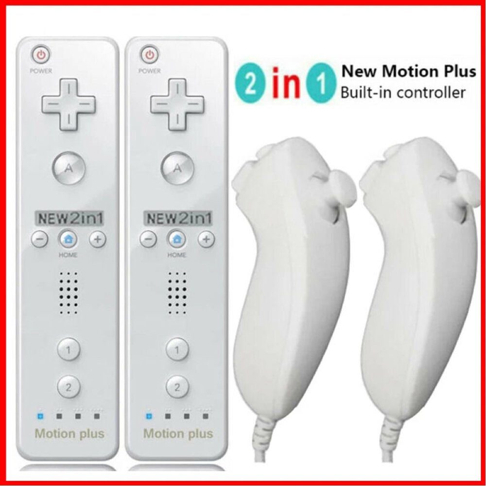 BlingBin Nintendo Wii ORIGINAL 2in1 Remote Motion Plus Controller&Nunchuk  Gaming-Controller (2 St)