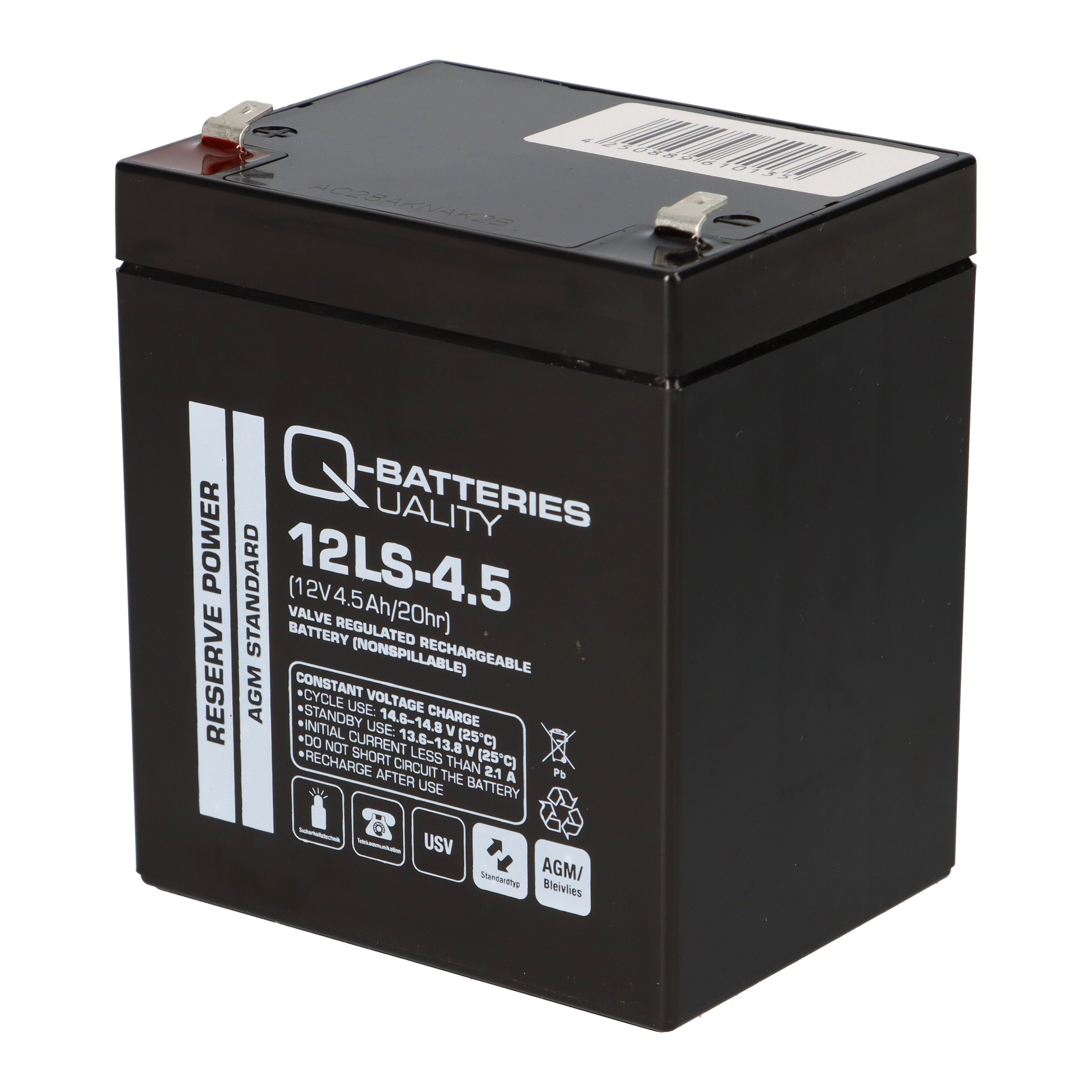 Akku Q-Batteries Blei-Vlies 4,5Ah 12V VRLA 12LS-4.5 AGM Bleiakkus / Q-Batteries