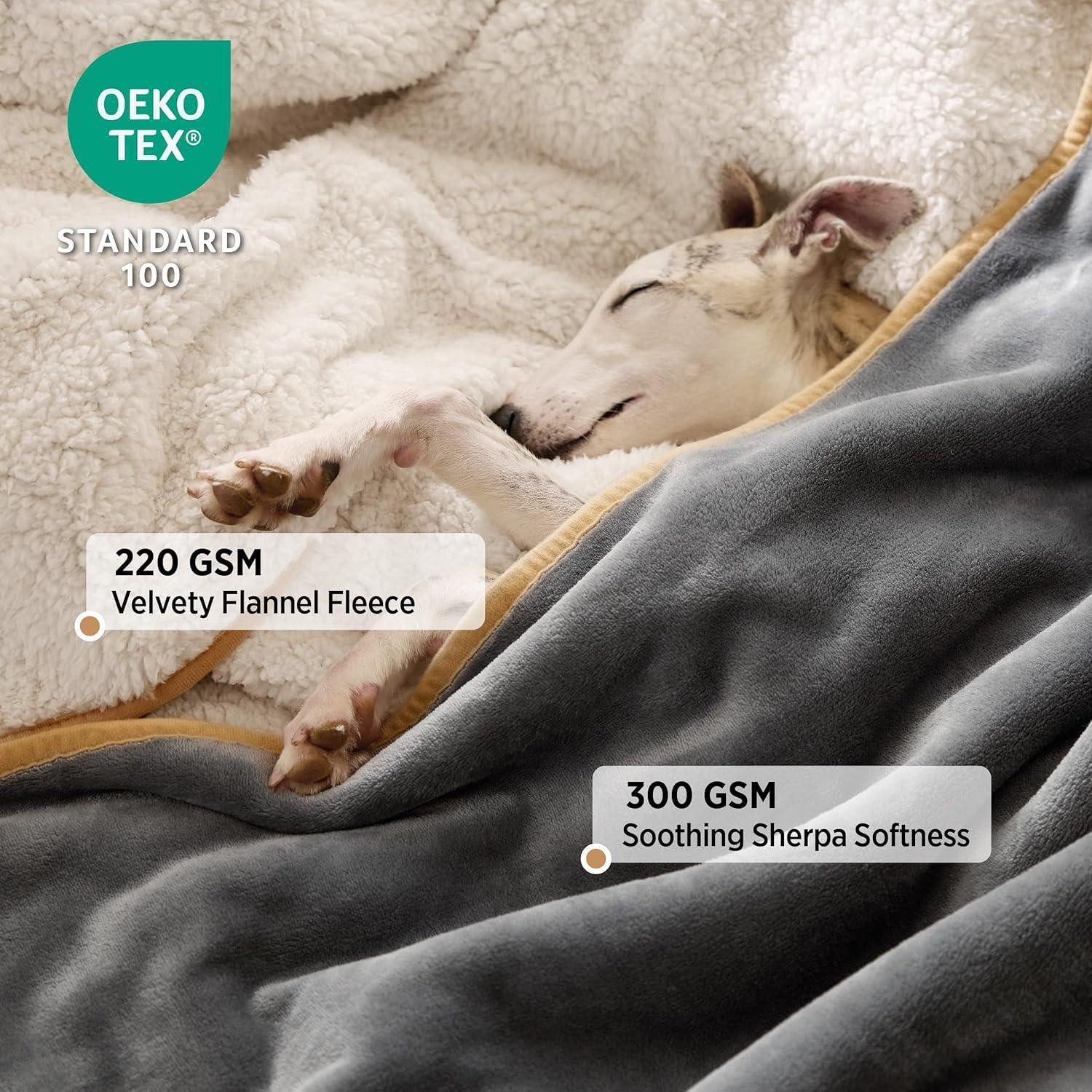 LuxusKollektion Tierdecke Hundedecke wasserdicht Sherpa Fleece Olivgrün S