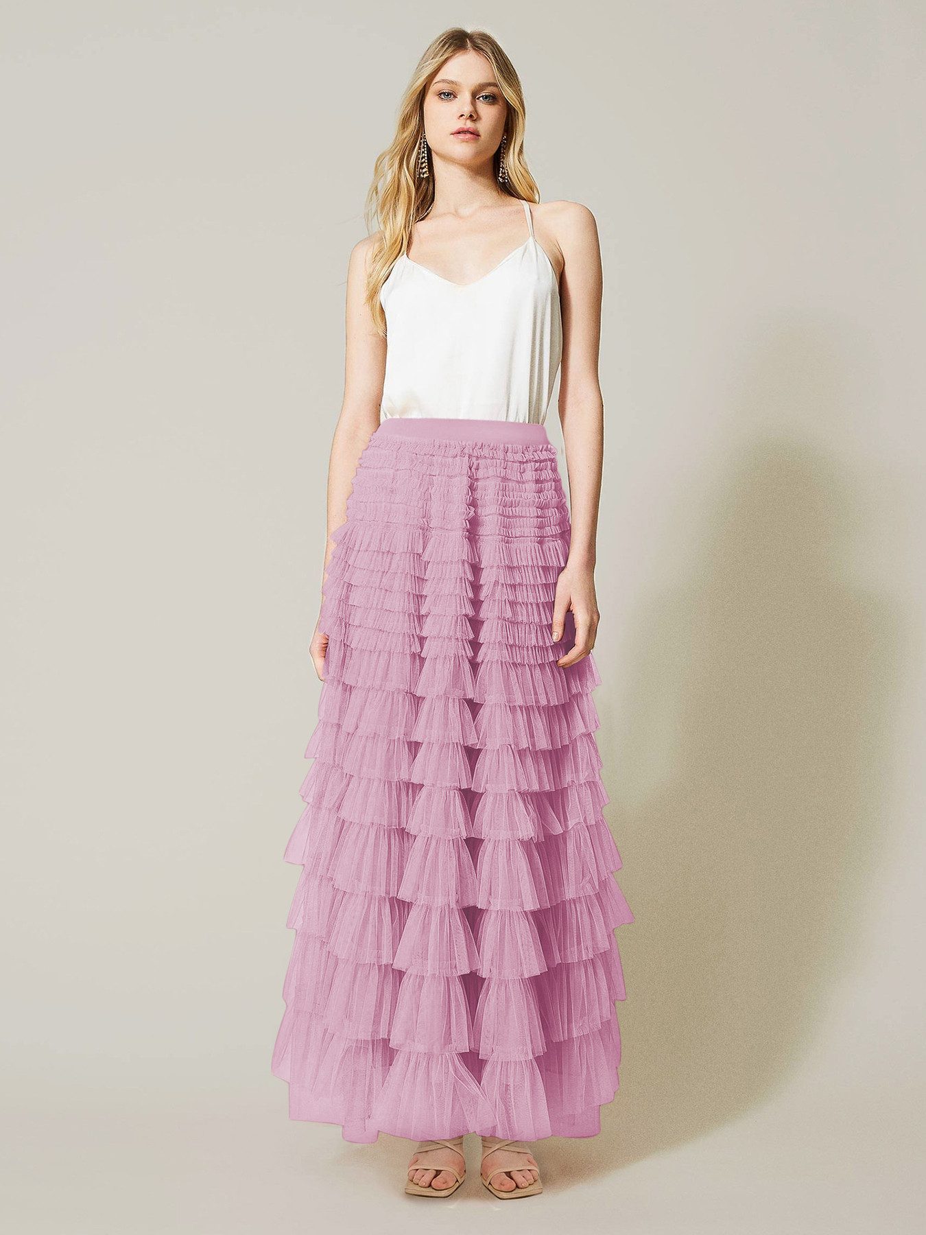 DEBAIJIA Meshrock Damen Frühling Herbst geschichteter Tüll-Tortenrock