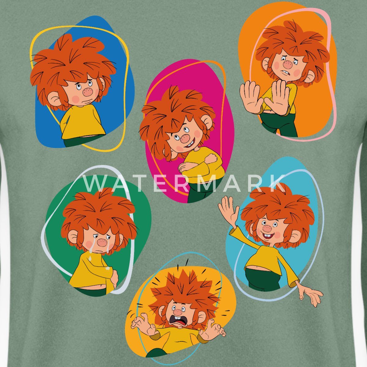 Spreadshirt Sweatshirt Pumuckl Zeigt Verschiedene Emotionen Unisex Pullover (1-tlg)