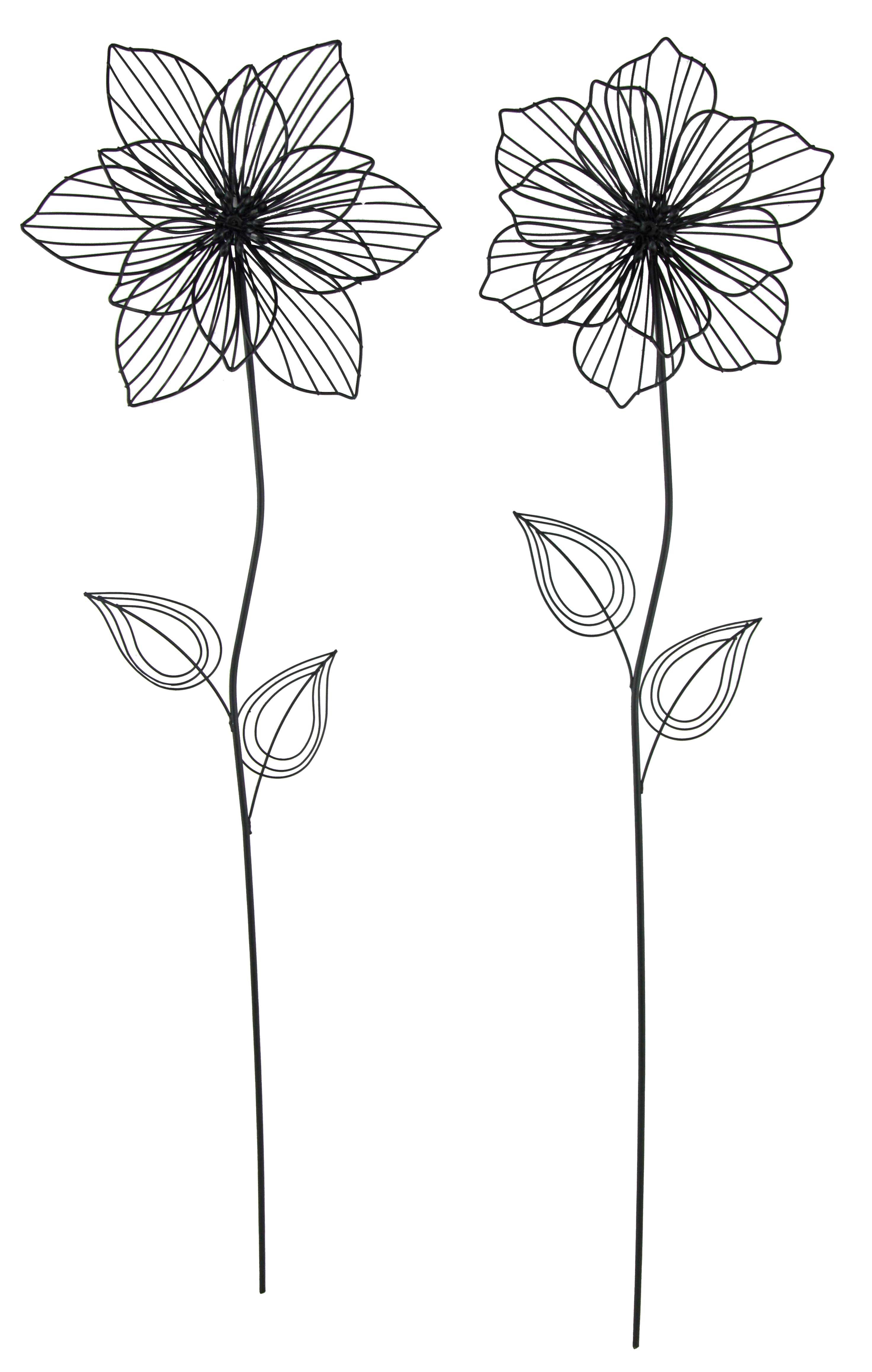 Posiwio Gartenstecker 2er Set Gartenstecker Blume (2-St., 2 tlg) 2er Set, Gartenstecker, Blume, schwarz, modern