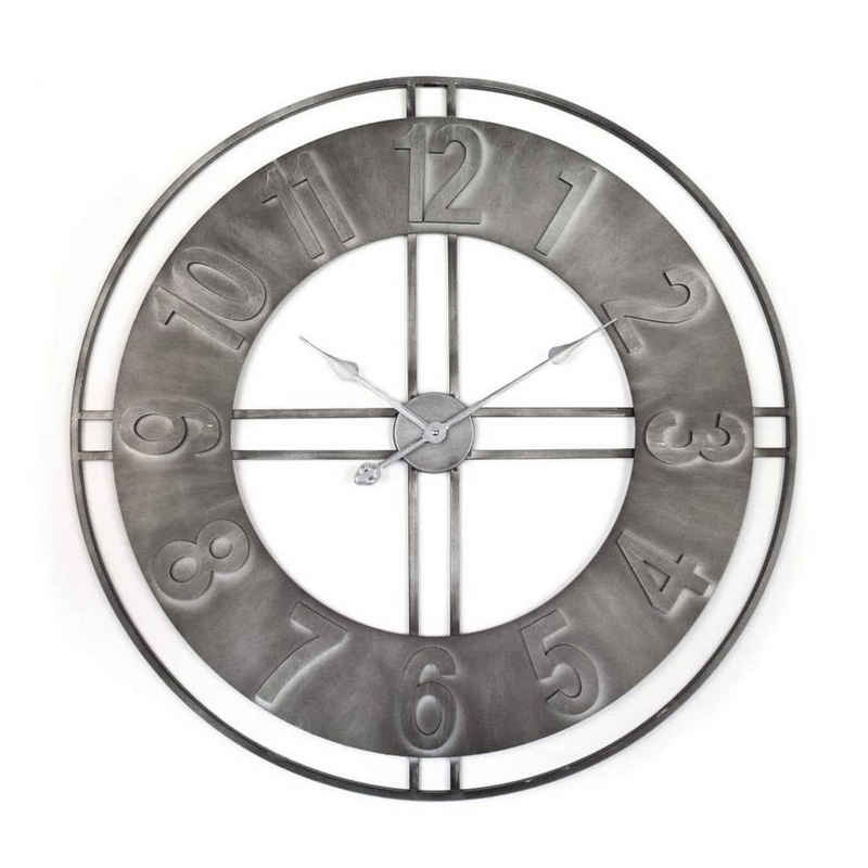 K&L Wall Art Wanduhr »Große Steampunk Wanduhr 50 oder 80 cm Vintage Uhr XXL industrial Silber Deko« (lautlos, neues Quarz Uhrwerk ohne Ticken)