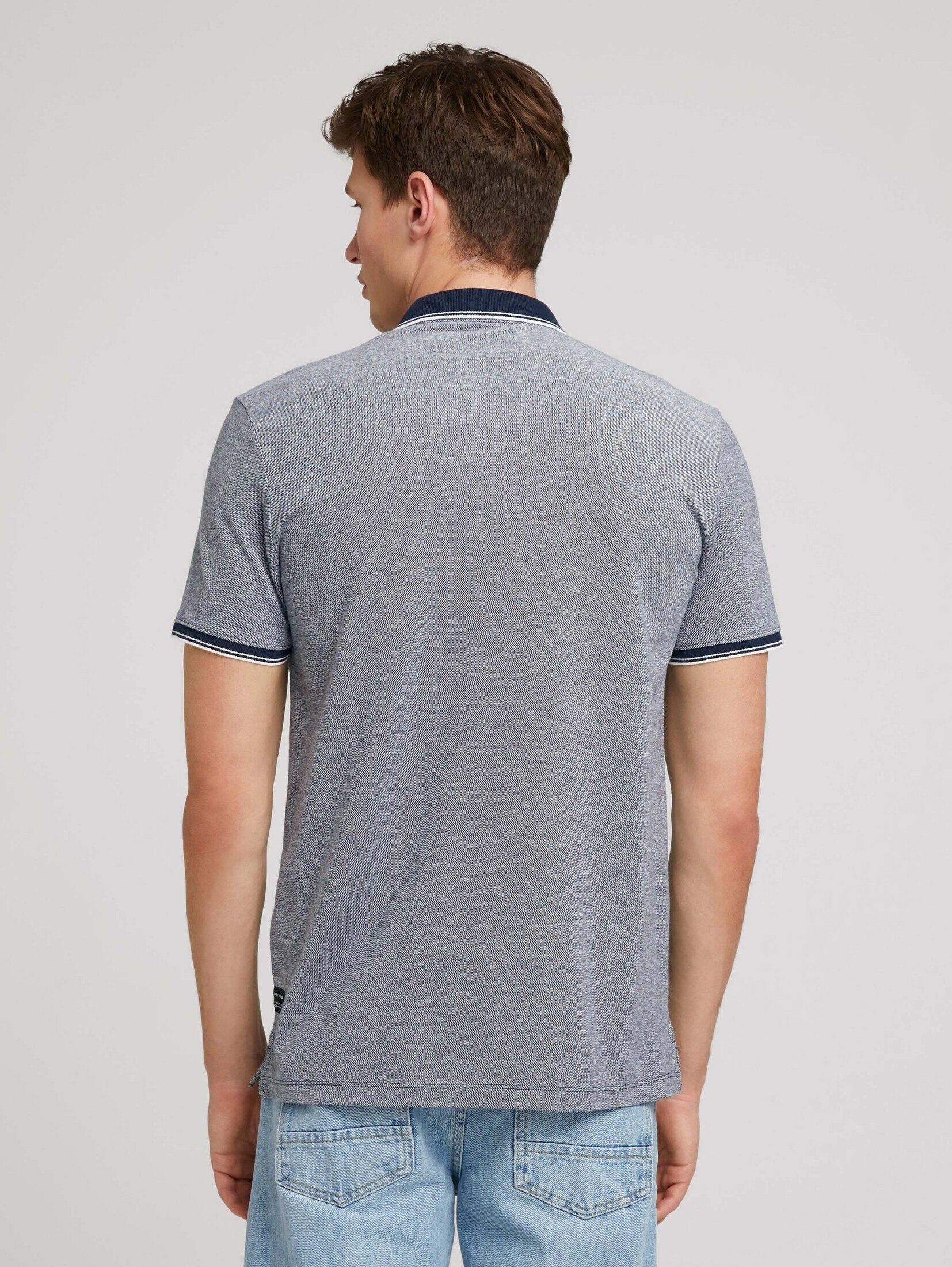 Denim TOM und TAILOR trägt groß Model RIIB Unser DETAIL ist Poloshirt Baumwolle, Größe aus (1-tlg) cm 100% L 189