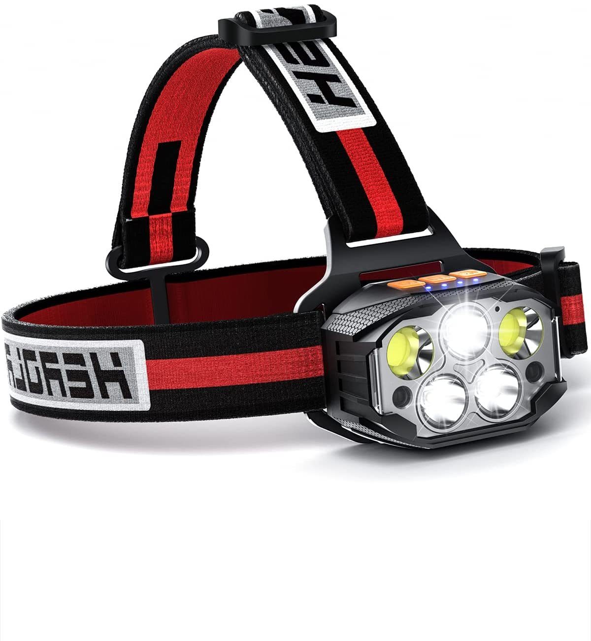 Haiaveng LED Scheinwerfer Stirnlampe 1100 Sensor LED 90° Wasserdicht Verstellbarem Lumen Kopflampe, IP4 USB Camping Joggen Wiederaufladbare