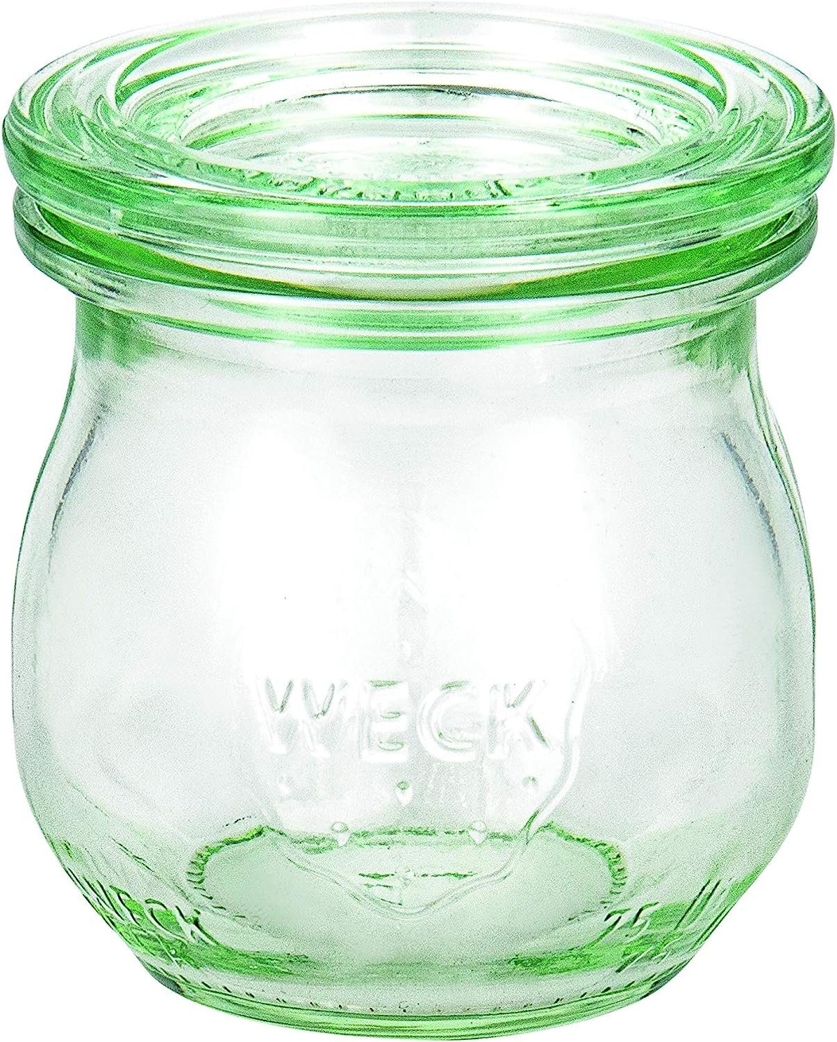 WECK Einmachglas Weck Einmachgläser Tulpenglas 75 ml mit Deckel Klammer Gummi 12