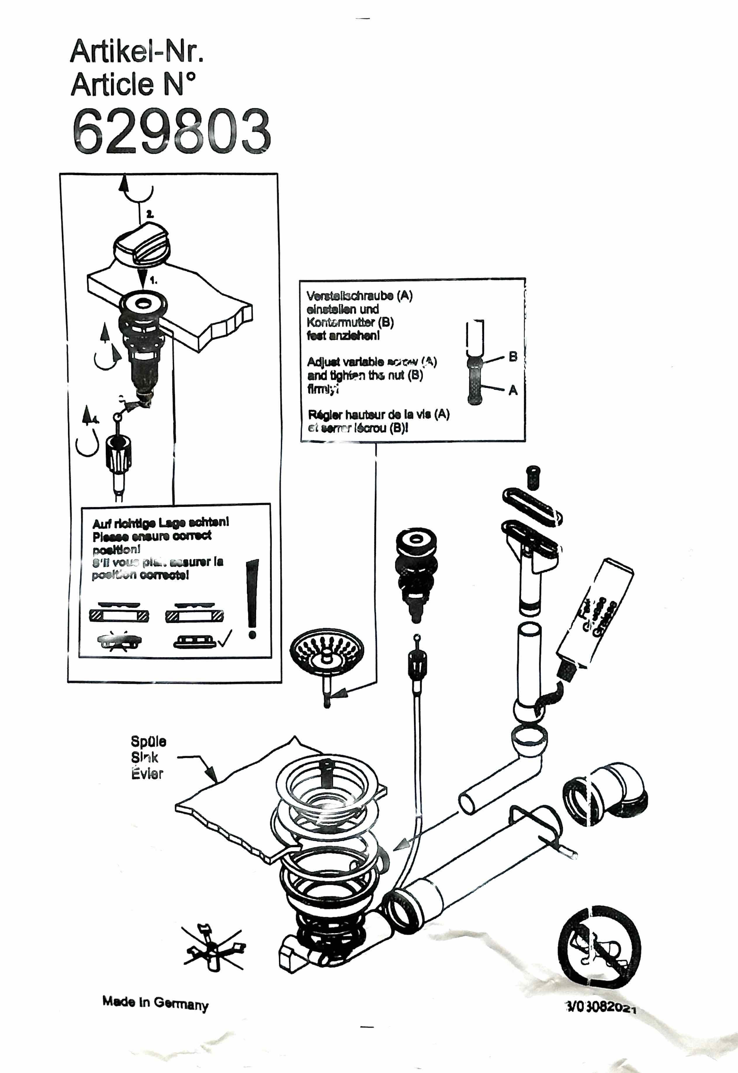 Schock Einbauspüle SCHOCK Ablaufgarnitur mit Drehexcenter 629338PD