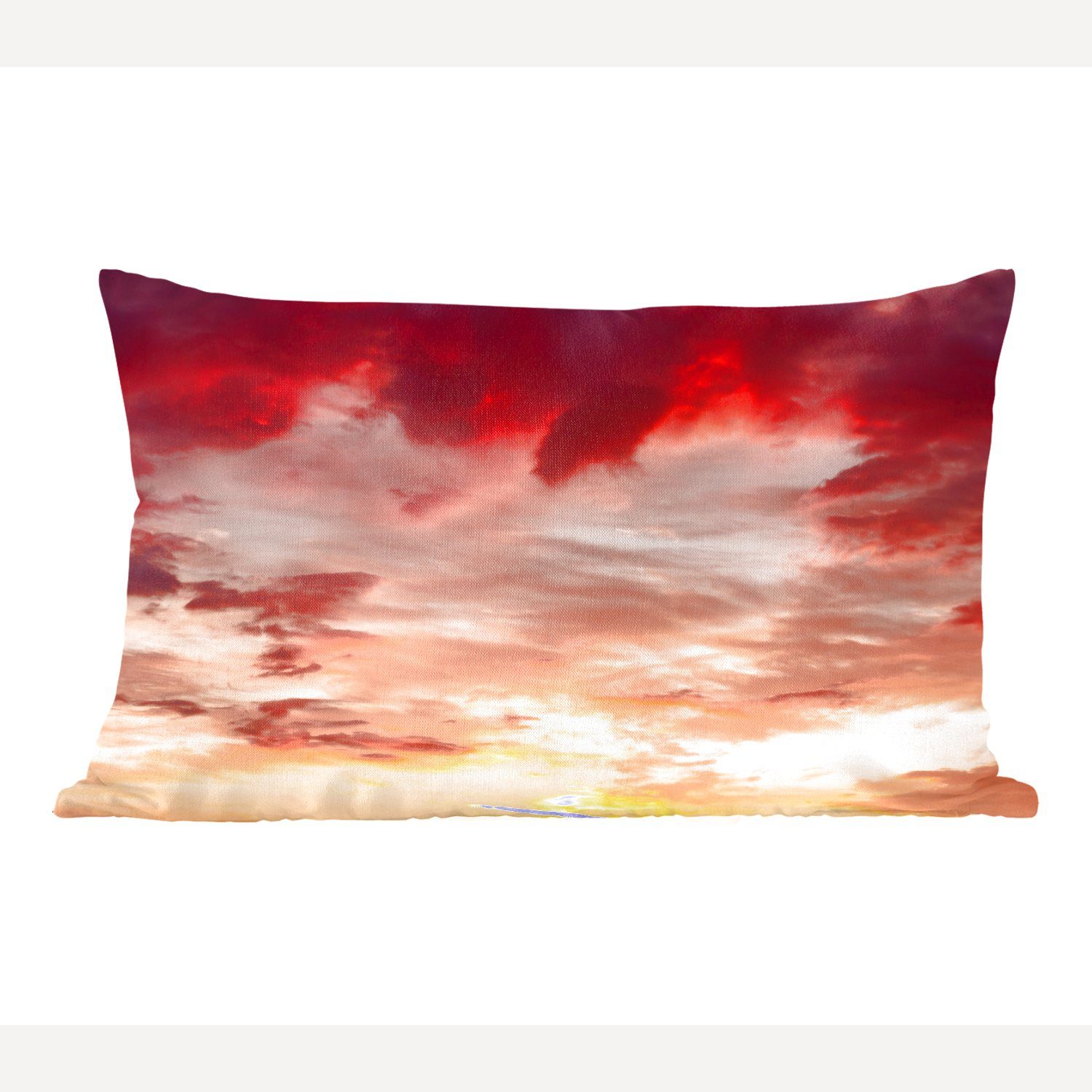 MuchoWow Dekokissen Wolken - Sonne - Rot, Wohzimmer Dekoration, Zierkissen, Dekokissen mit Füllung, Schlafzimmer