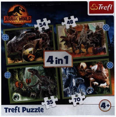 Trefl Puzzle 4 in 1 Puzzle 35, 48, 54, 70 Teile Jurassic World (Kinderpuzzle), 70 Puzzleteile