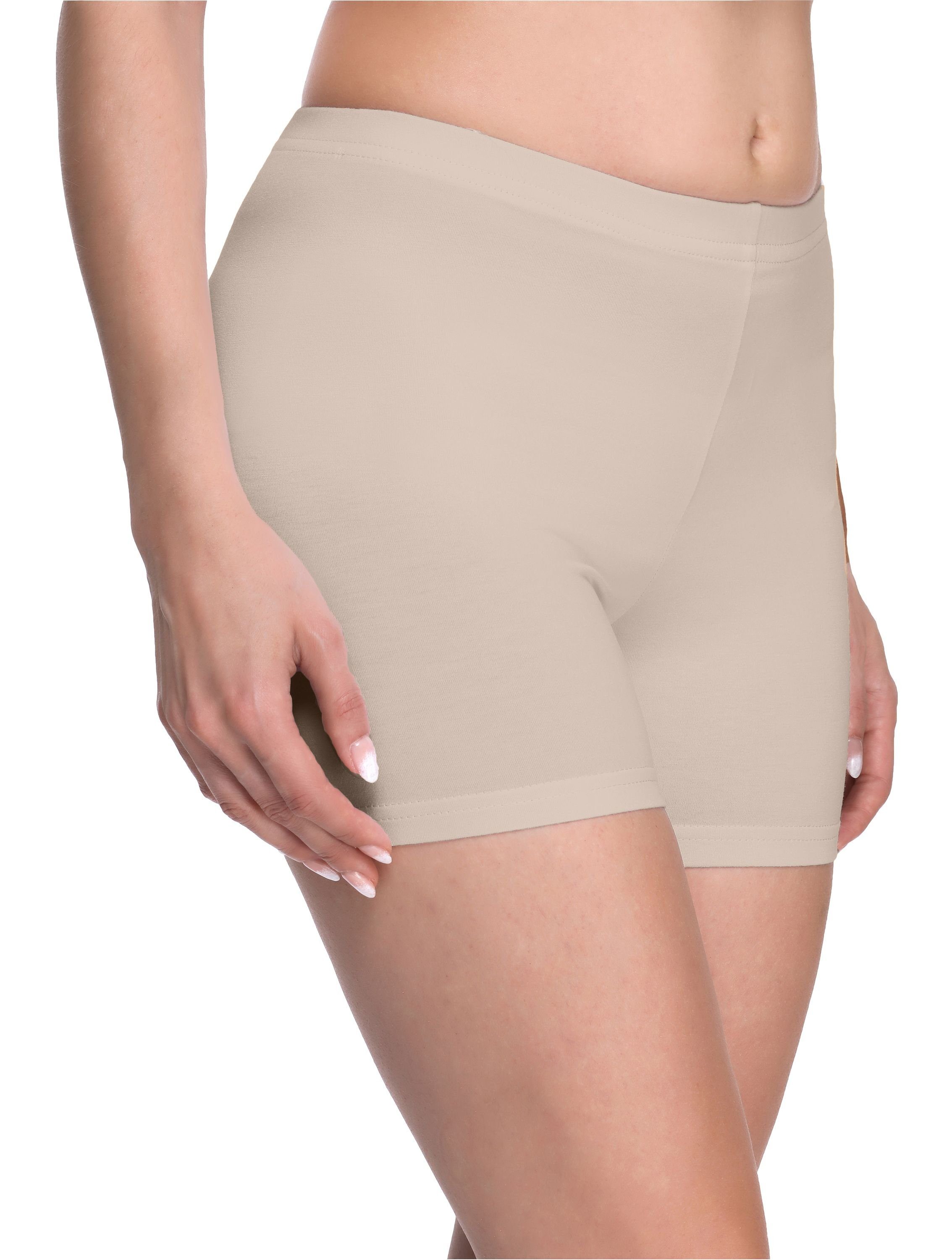 Bund Late (1-tlg) MS10-283 Merry Damen Shorts Style Boxershorts Radlerhose elastischer Hotpants Caffe Unterhose Leggings