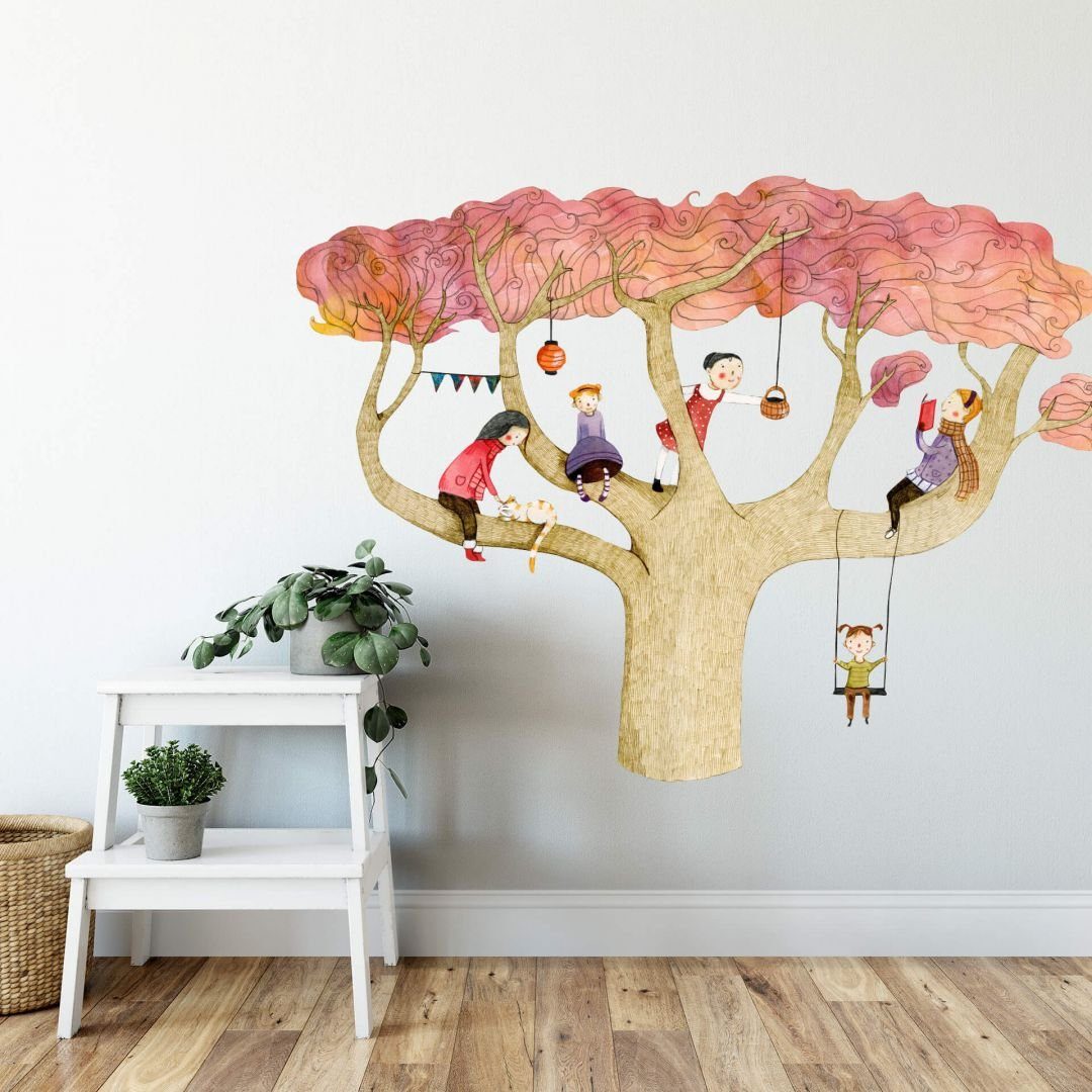 Wandtattoo Baumhaus Freunde Herbst Deko Wandtattoo 137x100cm Kinderzimmer Loske