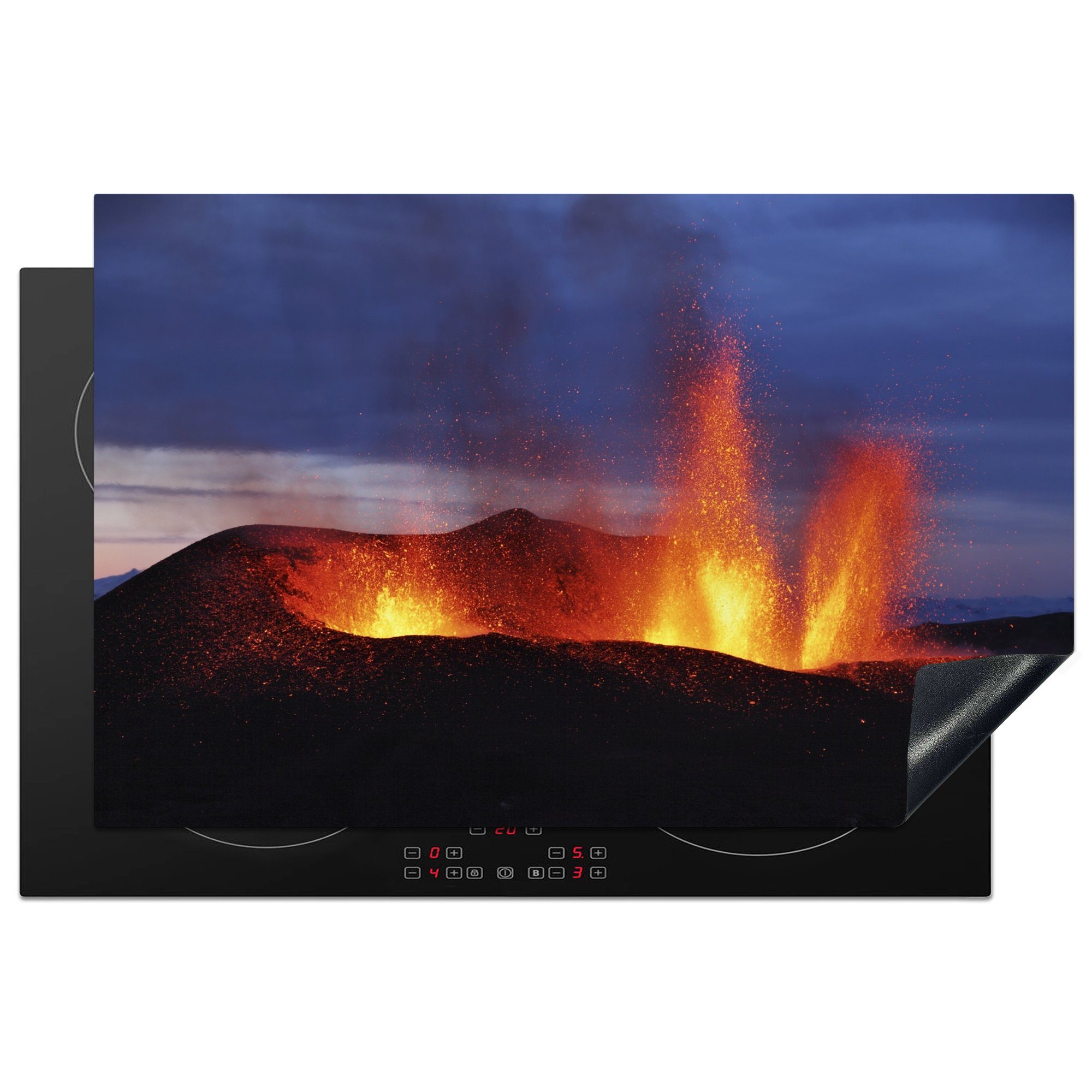 MuchoWow Herdblende-/Abdeckplatte Ausbruch des Vulkans Eyjafjallajokull in Island, Vinyl, (1 tlg), 81x52 cm, Induktionskochfeld Schutz für die küche, Ceranfeldabdeckung