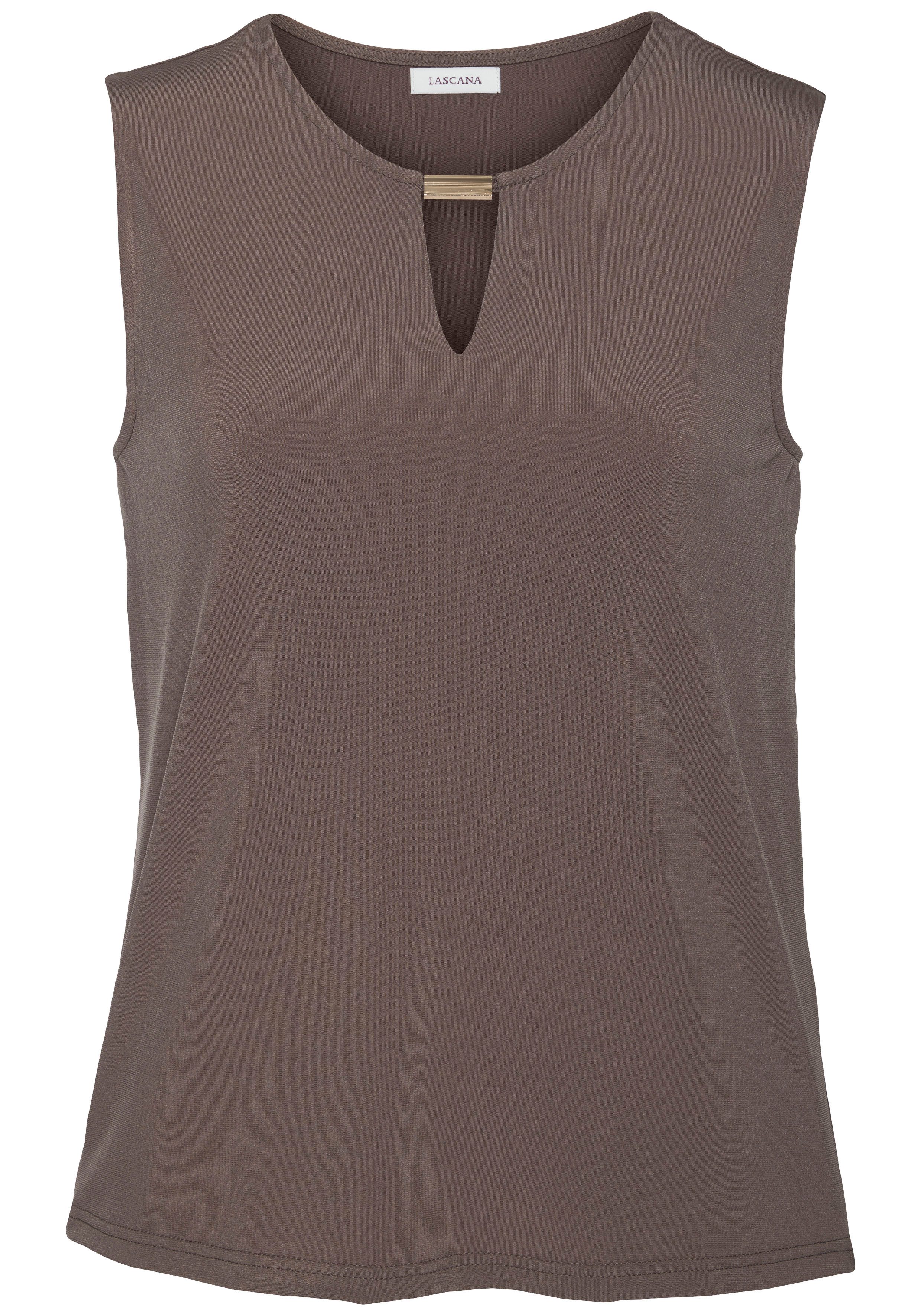 LASCANA Tanktop aus glatter Jerseyqualität mit Cut-out, elegantes Sommertop günstig online kaufen