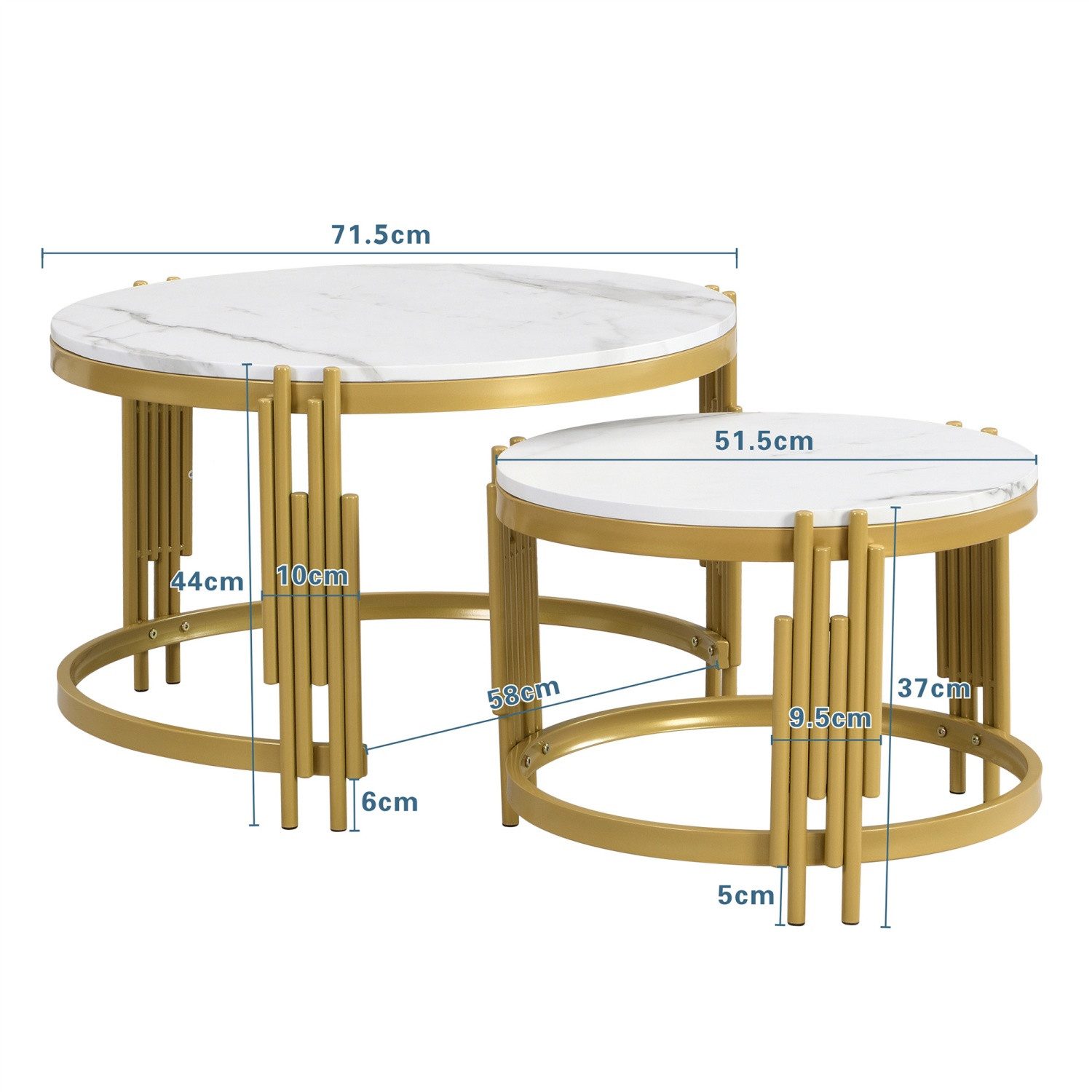 ANYSUN Couchtisch Satztisch Beistelltisch stapelbarer Sofatisch, Metallrahmen (Moduliertes Couchtisch-Set), Ideal für Wohnzimmer & Büro, Platzsparendes stapelbares Design