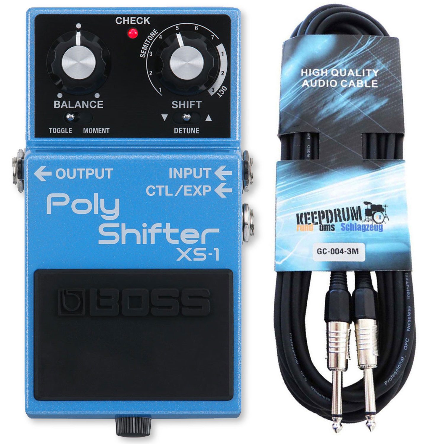 Boss by Roland E-Gitarre Boss Effektgerät XS-1 Poly Shifter Effektpedal mit Klinkenkabel, Effektgerät, Gitarre, Bass, Effektgerät, Vorteils-Set mit Klinkenkabel