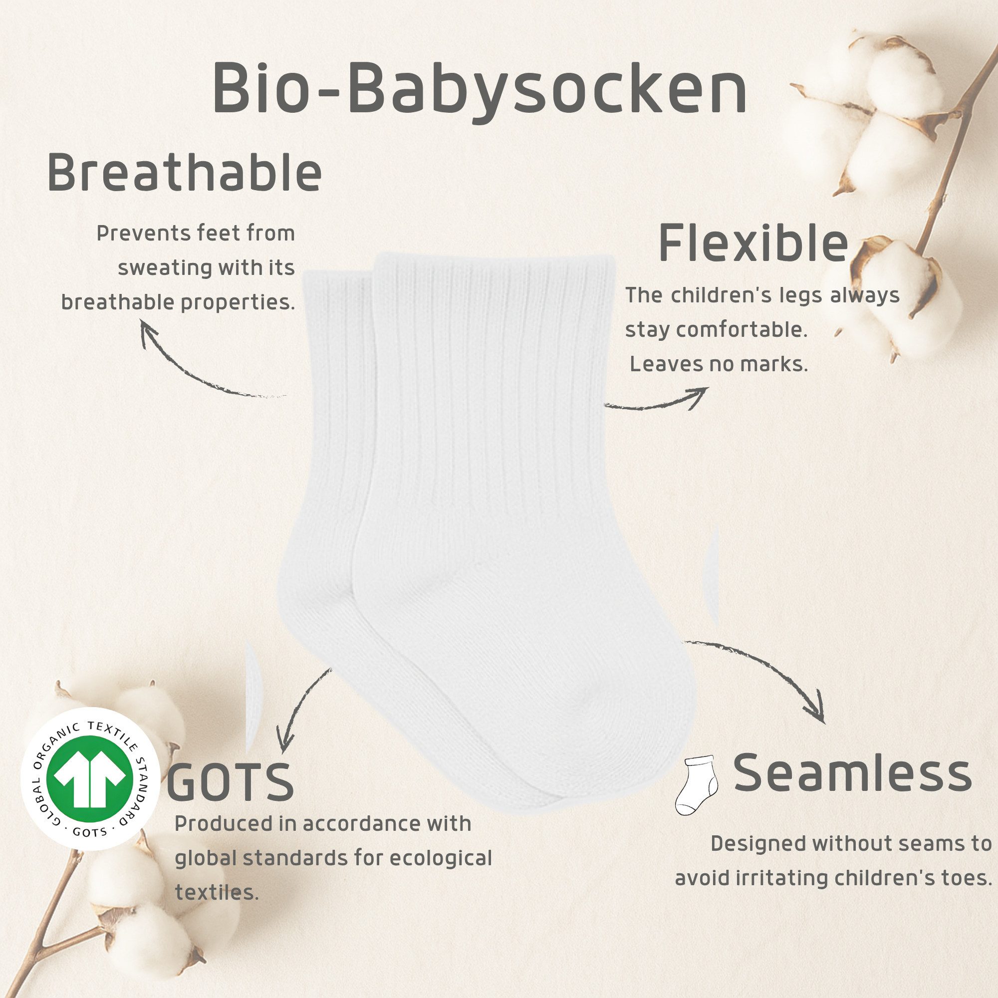 bistyle Socken für Babys Neugeborene Babysocken Jungen Mädchen Kurzsocken (Set, 6-Paar, 6er-Pack) gerippt Bio-Baumwolle GOTS zertifiziert 0-6 Monate bis 2-3 Jahre