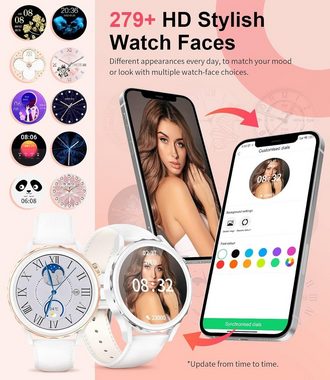 Lige Smartwatch (1,32 Zoll, Android, iOS), mit Telefonfunktion Herzfrequenz Schlaf Musikkontrolle, Schrittzähler