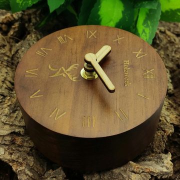 Holzwerk Tischuhr Holzwerk ASSLAR runde designer Holz Tisch Uhr, römische Ziffern, braun