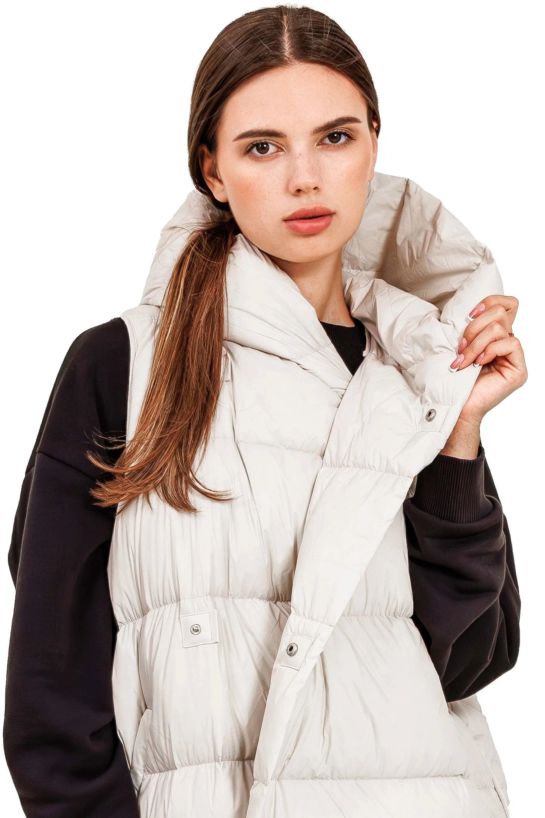 JNBY Daunenweste JNBY Damen lange Daunenweste mit Kapuze Herbst/Winterweste Stone warm