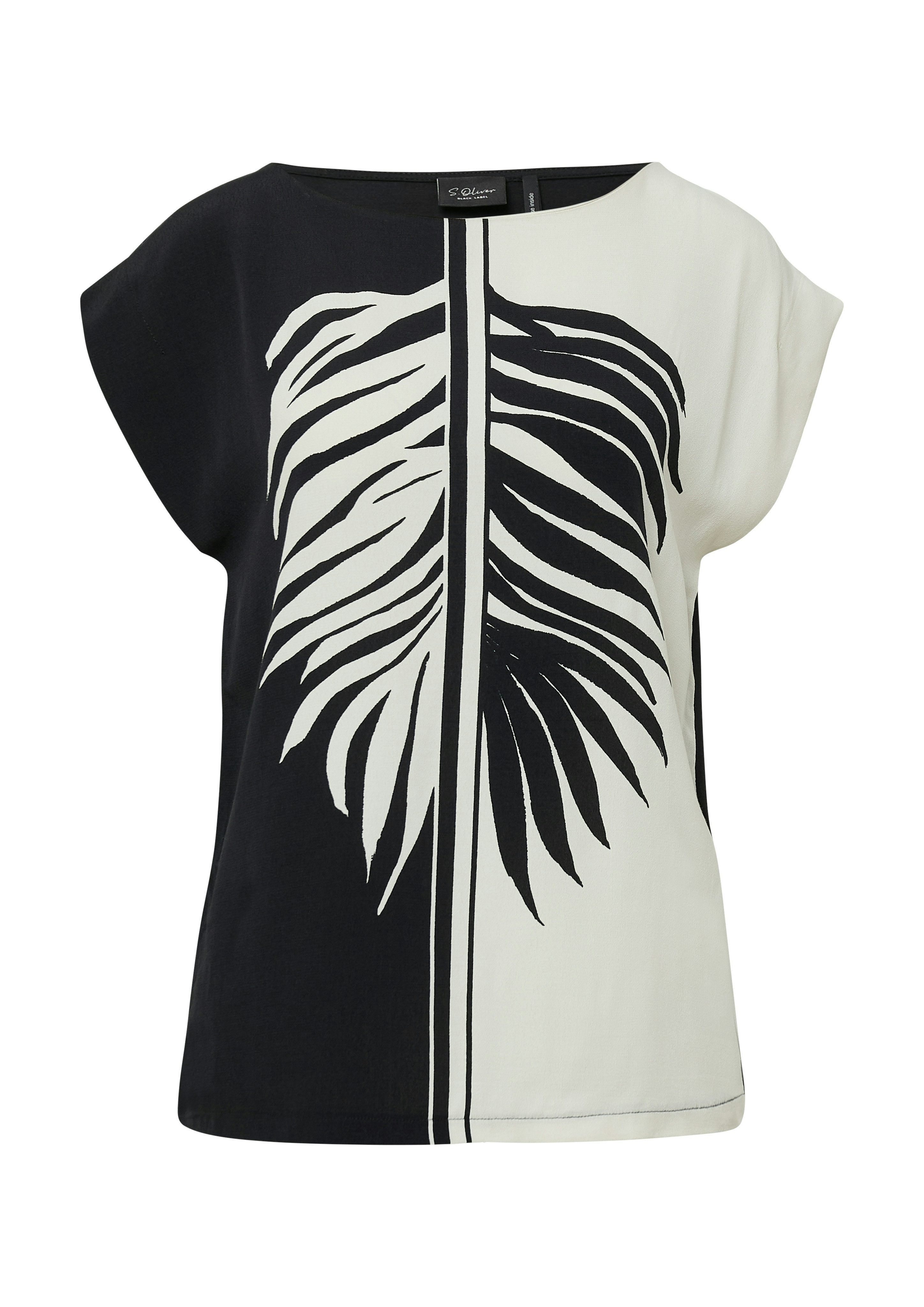 s.Oliver BLACK LABEL T-Shirt mit floralem Print, im Colorblocking-Style – Bild 4 von 4
