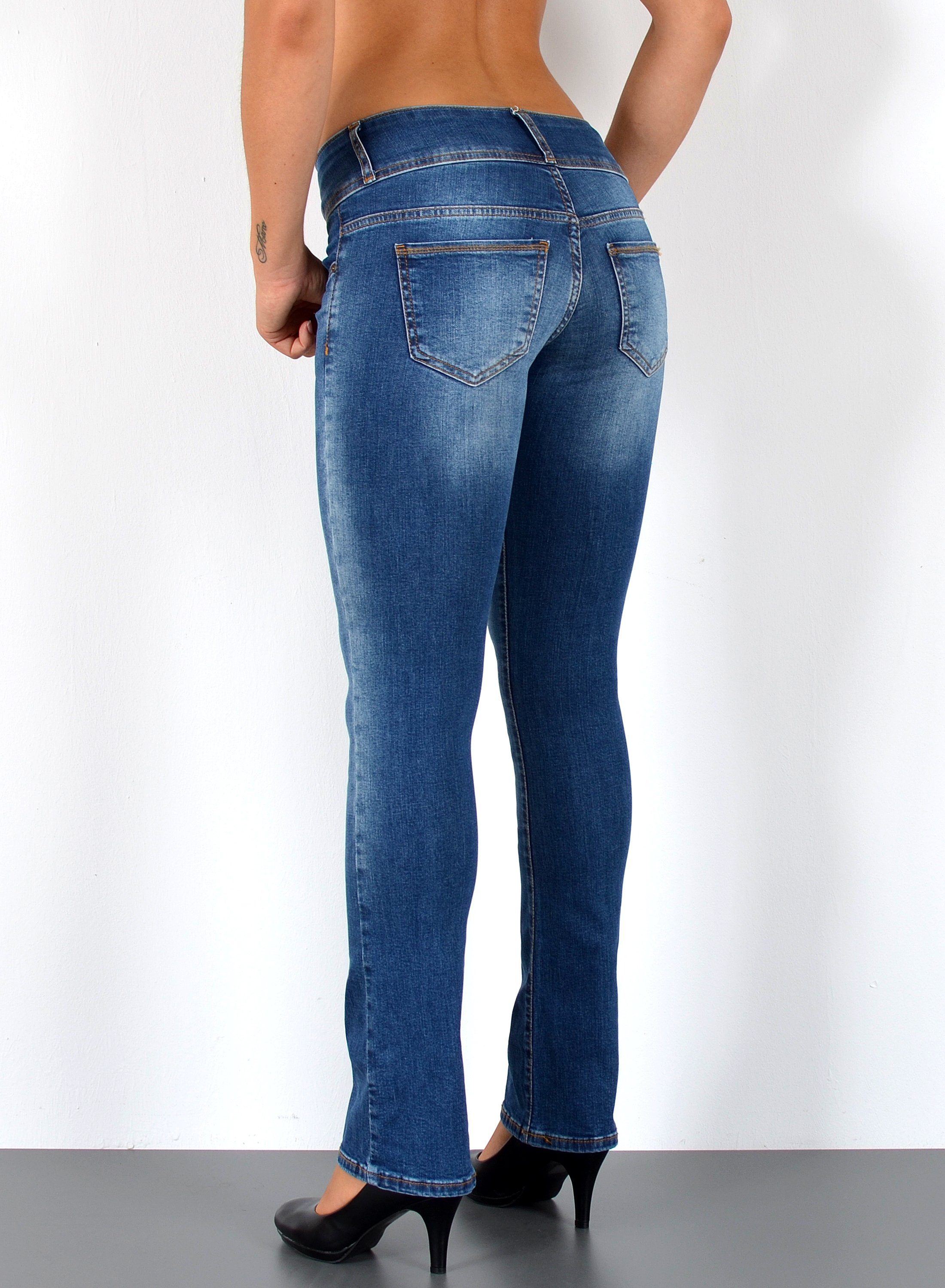 ESRA Bootcut-Jeans Low Waist Jeans Damen Bootcut Stretch Flared Jeans Wide Leg Jeans B2 Bootcut Jeans Damen Schlaghose weites Bein Flared Jeans Schlag Jeans – Bild 4 von 5