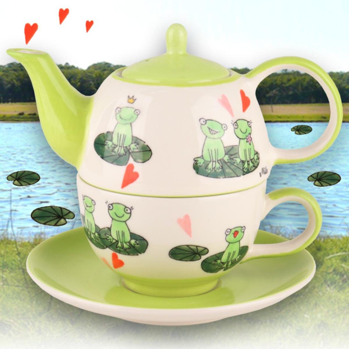 Mila Teekanne Mila Keramik Tee-Set Tea for One Love is in the Air, 0,4 l, (Set, Tee-Set)