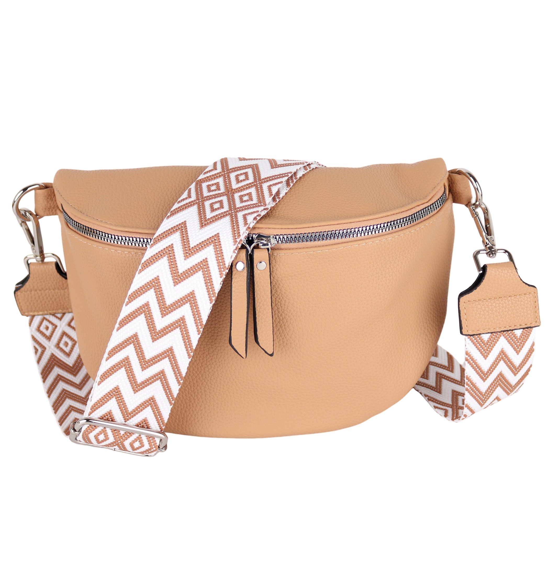 MIRROSI Bauchtasche Damen Taschen, Umhängetasche, Brusttasche, 26x18x9cm Veganes Leder (Schultertasche für jeden Anlass), Crossbody Bag, Bohemian gemusterten& verstellbaren Schulterriemen