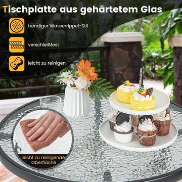 KOMFOTTEU Gartentisch Beistelltisch, aus Metall und Glas, Ø68cm