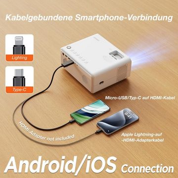 iZEEKER Beamer Bluetooth mit Stativ, Video Portabler Projektor (12000 lm, 10.000:1, 1920 * 1080P px, für Handy Phone Heimkino Projektor Kompatibel mit iOS AndroidPCTVStick)