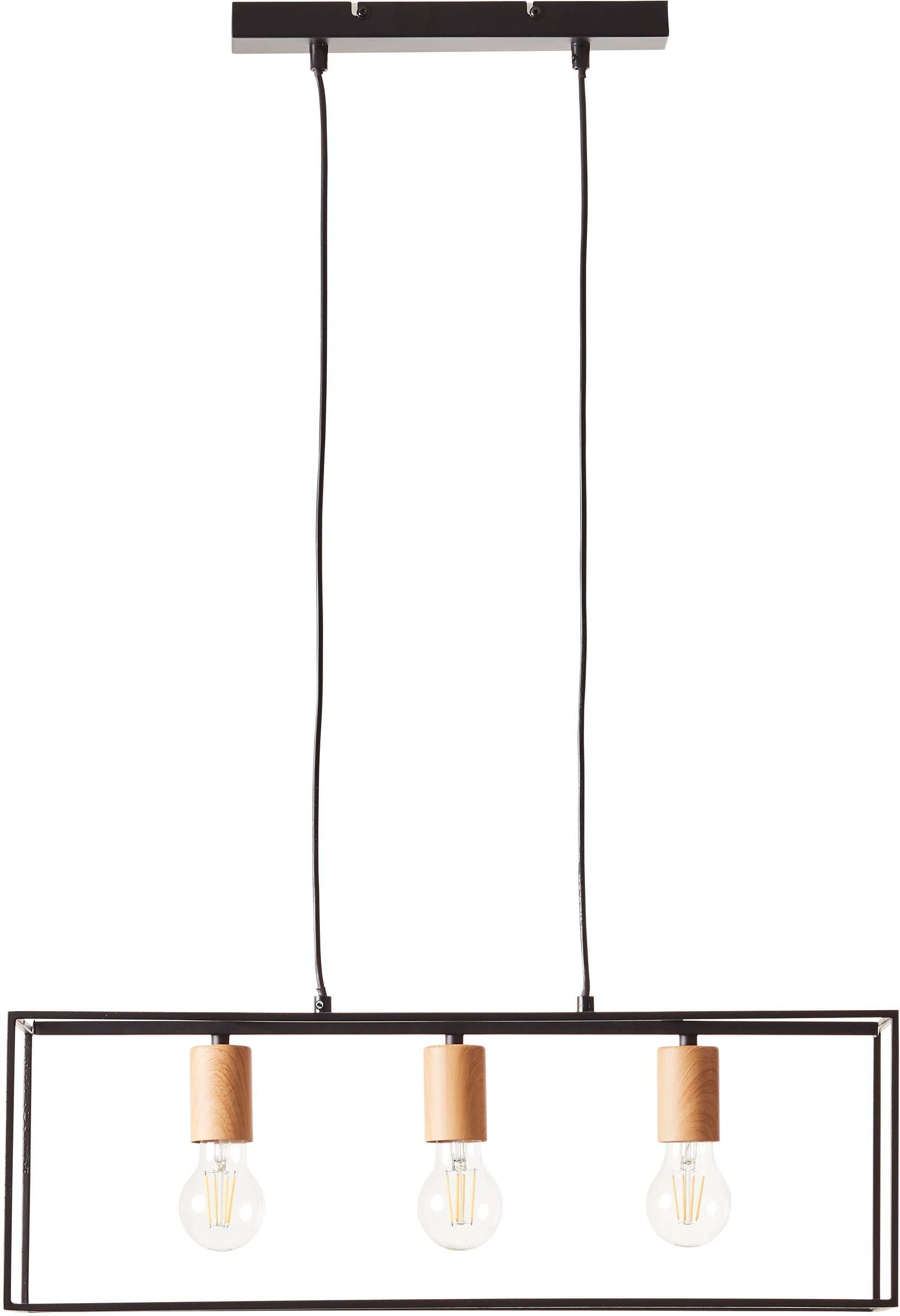 Brilliant Pendelleuchte Arica, Lampe, Arica Pendelleuchte 3flg schwarz/ holzfarbend, 3x A60, E27, 60W